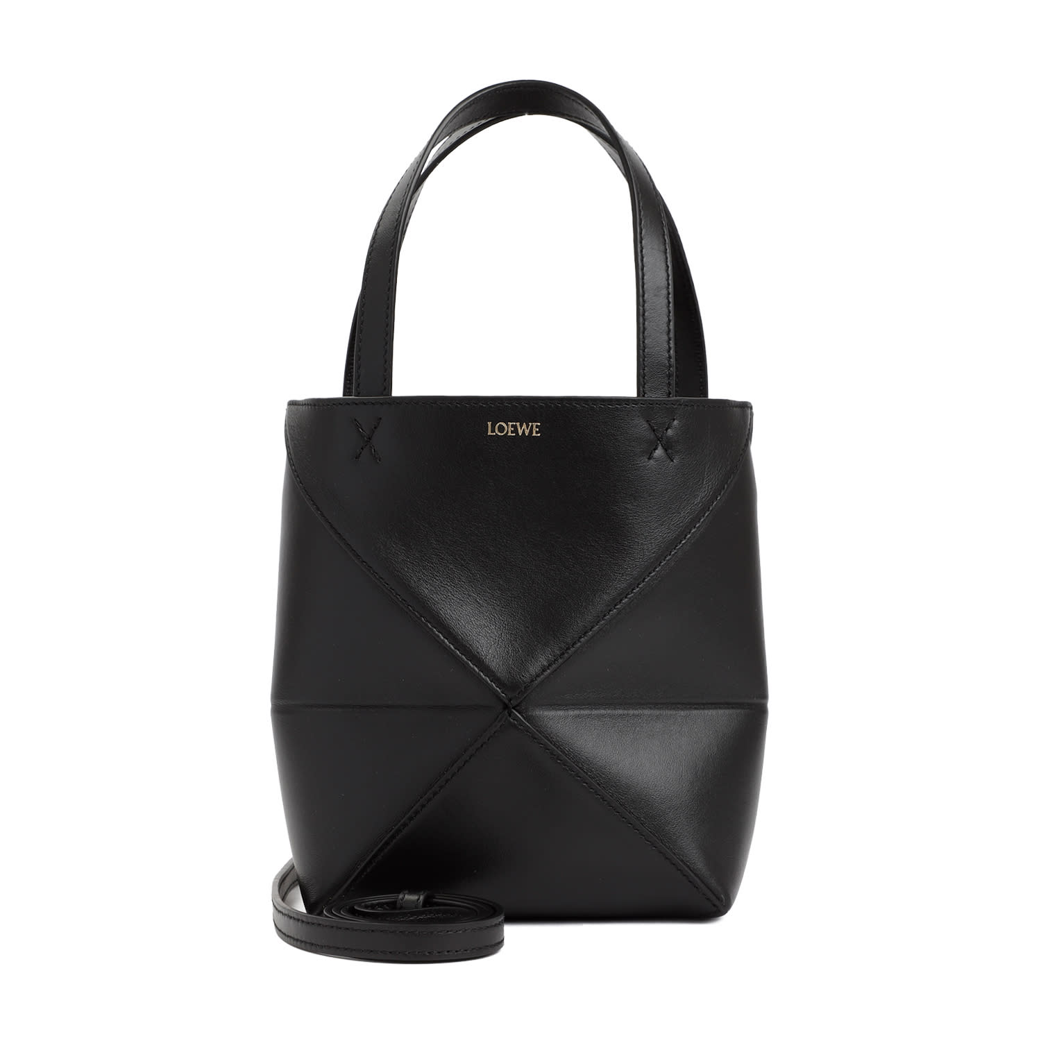 Loewe Mini Puzzle Fold Tote Bag In Black