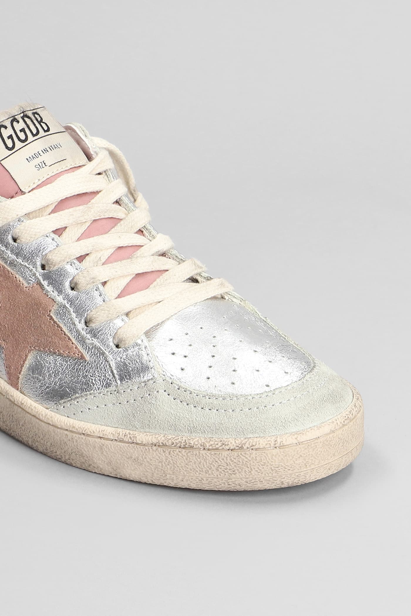 Shop Golden Goose Ball Star Sneakers In Silver Suede And Leather