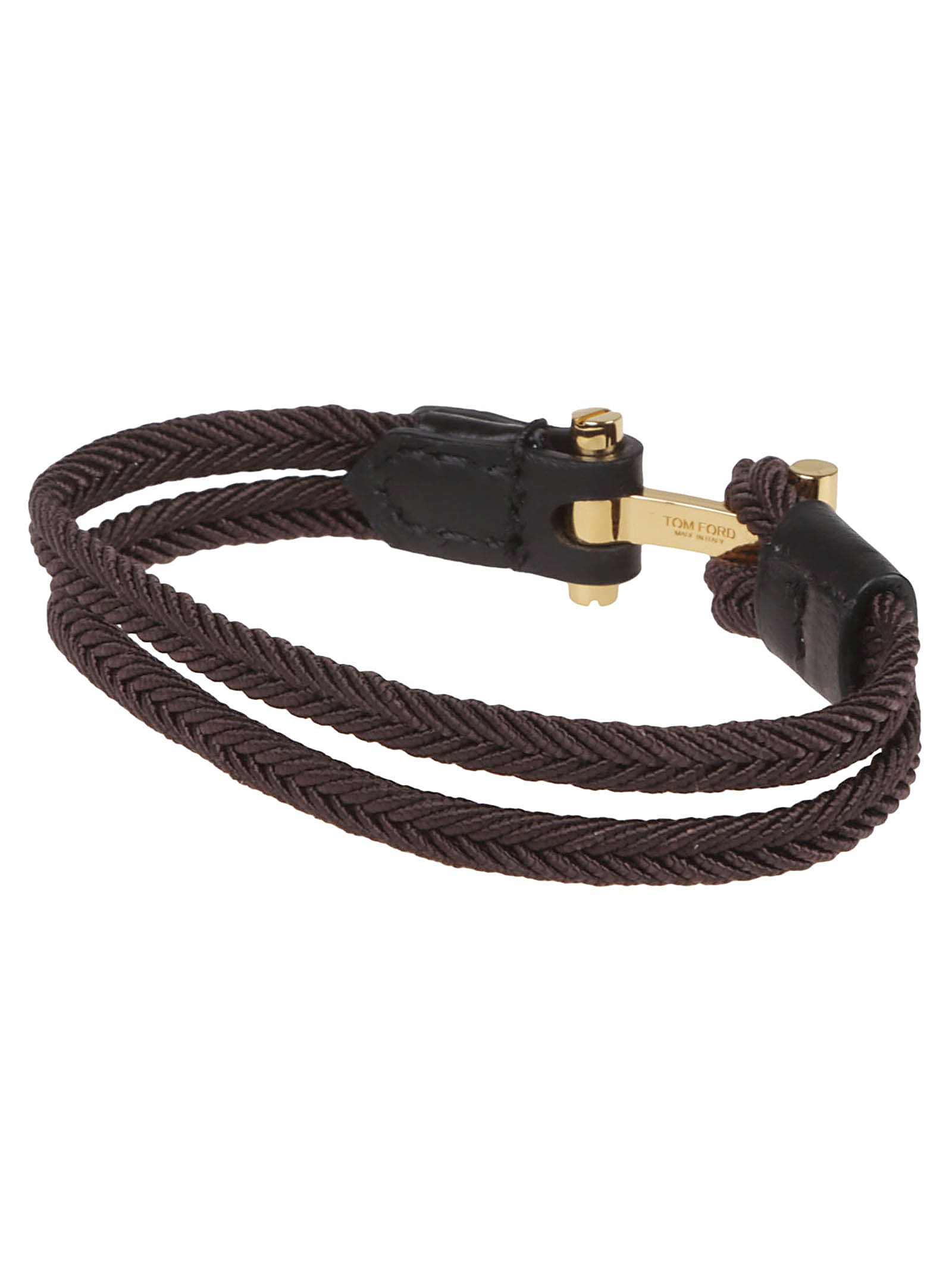 Tom Ford T Logo Plaque Bracelet In Brown