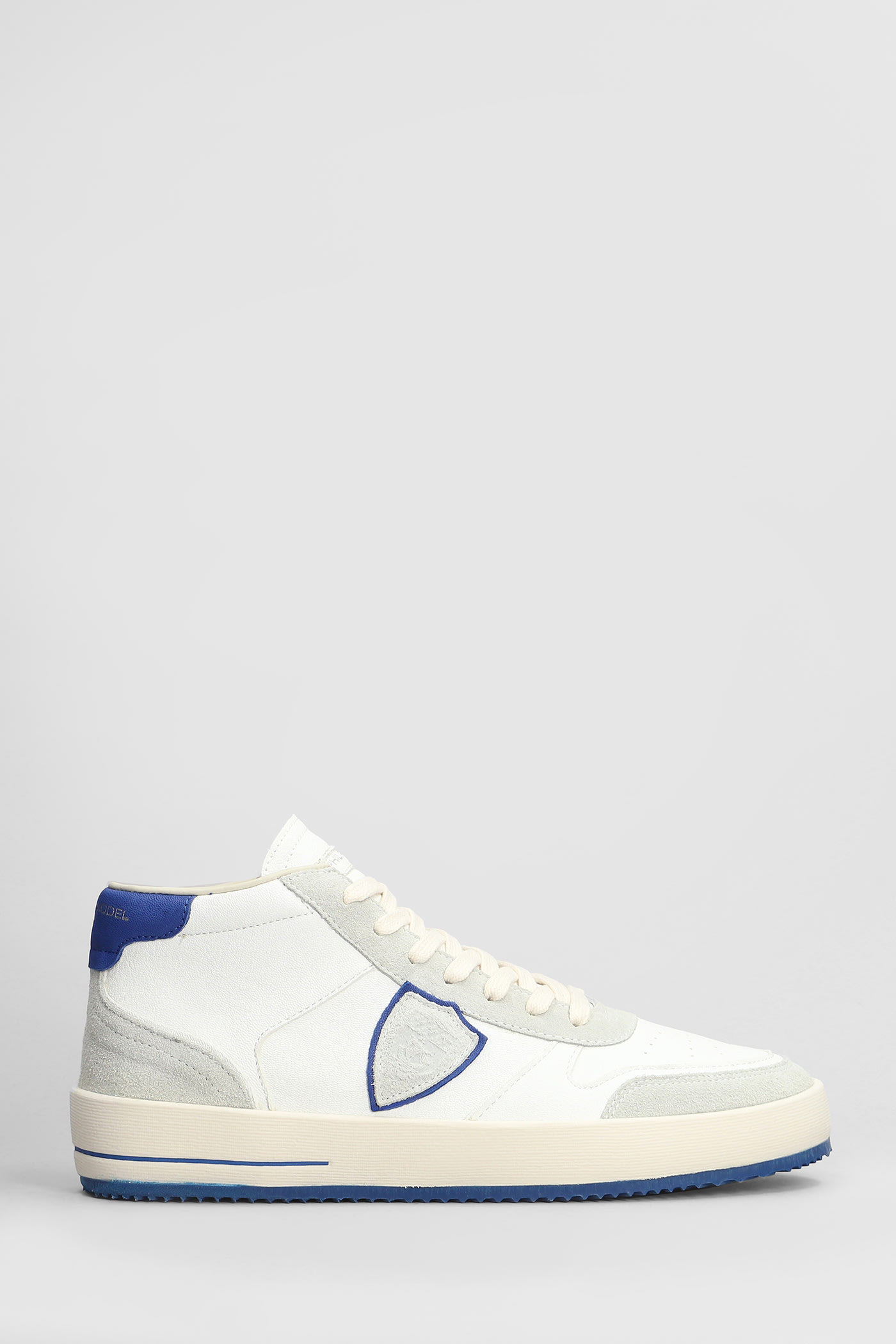 Shop Philippe Model Nice Mid Sneakers In White Suede And Leather