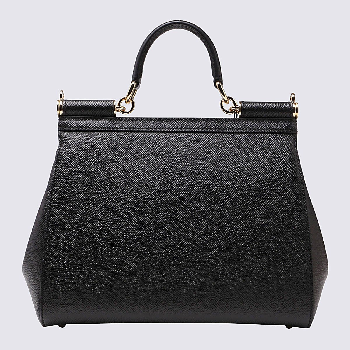 Shop Dolce & Gabbana Black Leather Sicily Handle Bag