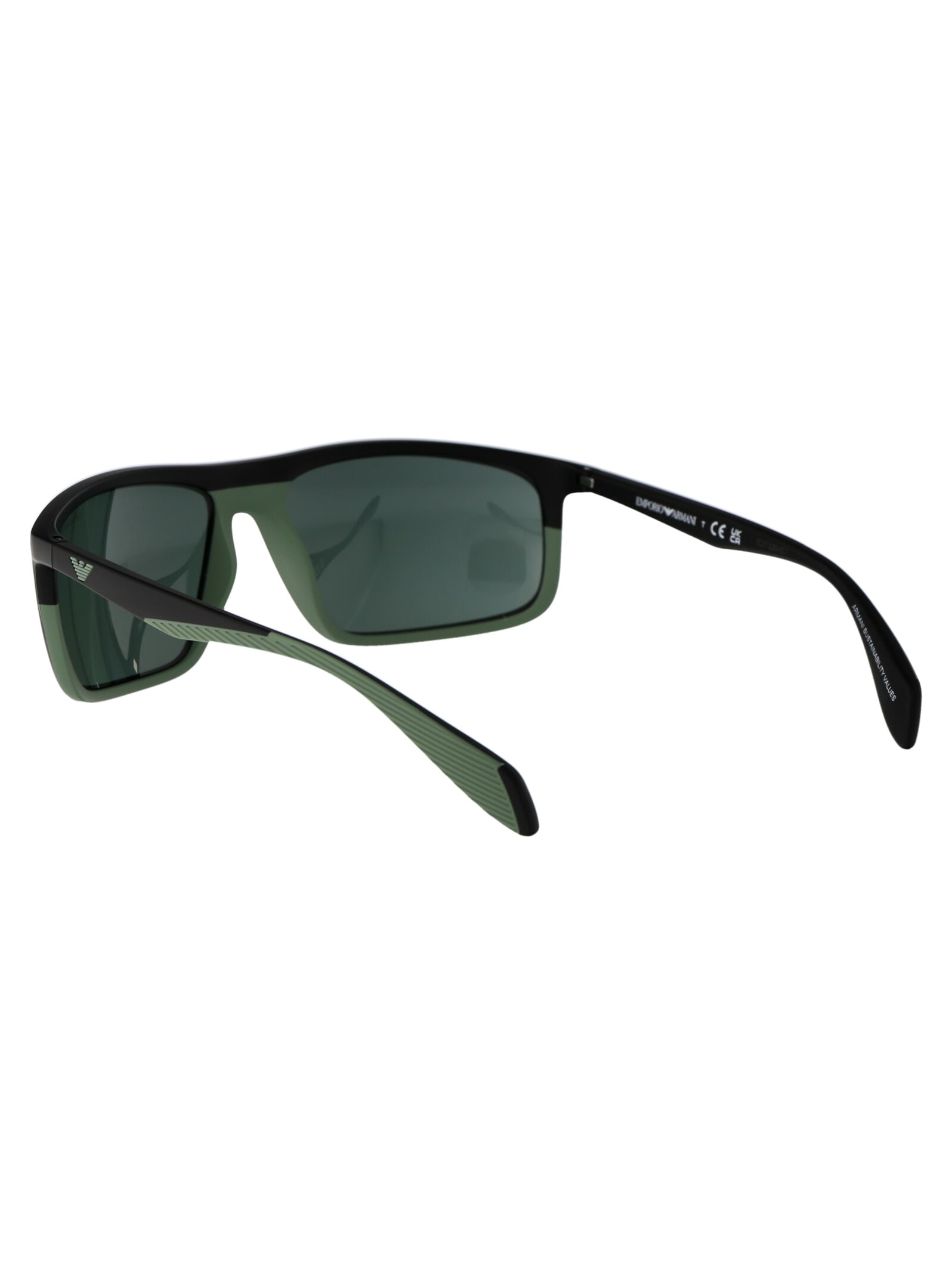 Shop Emporio Armani 0ea4212u Sunglasses In 500171 Matte Black/rubber Green