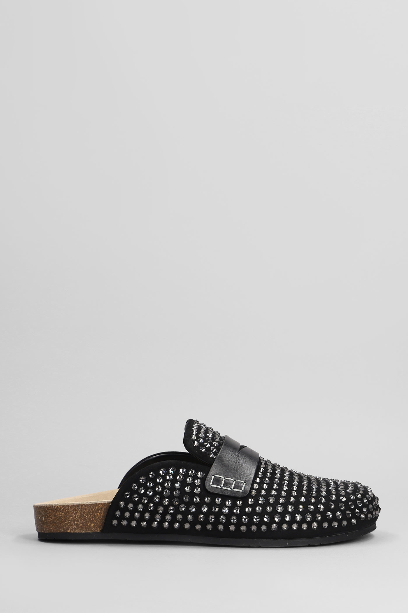 Shop Jw Anderson Loafer Crystal Slipper-mule In Black Suede