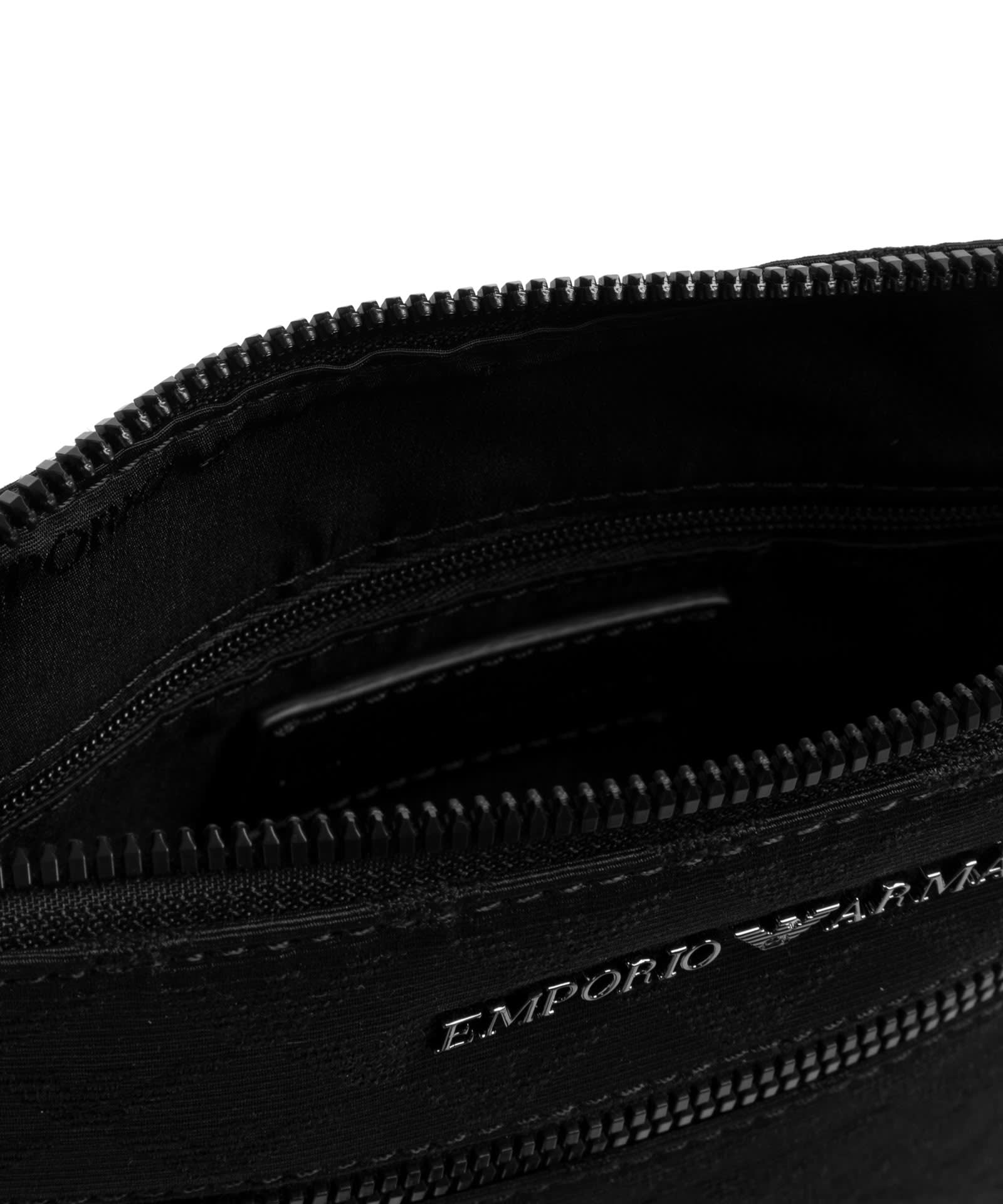 Shop Giorgio Armani Cotton Crossbody Bag  In Black