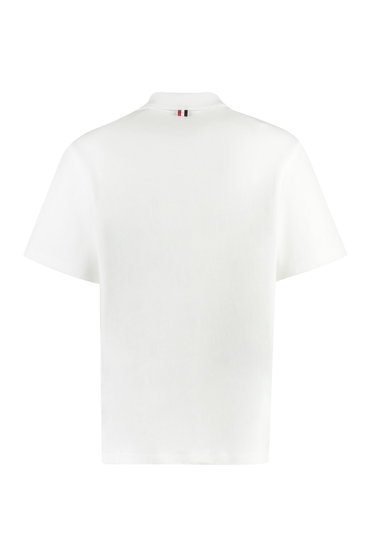 Thom Browne Rwb Trim Jersey Polo Short In White