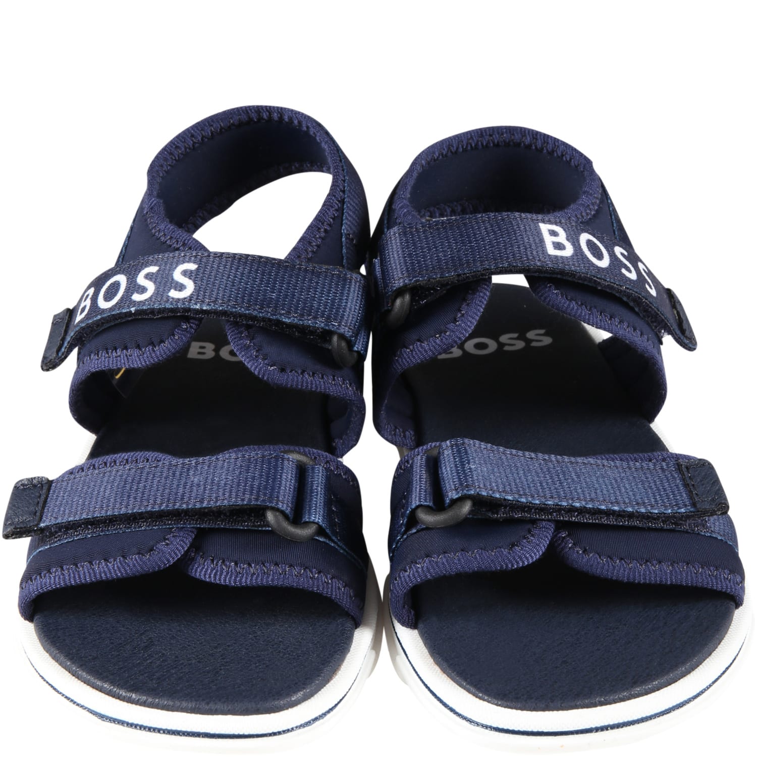 Wissen Geavanceerde een experiment doen Hugo Boss Kids' Blue Sandals For Baby Boy With White Logo | ModeSens