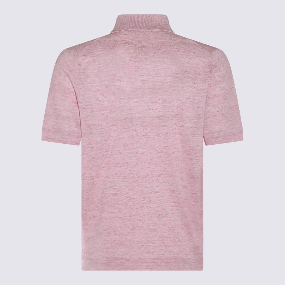 Shop Brunello Cucinelli Pink Linen Polo Shirt