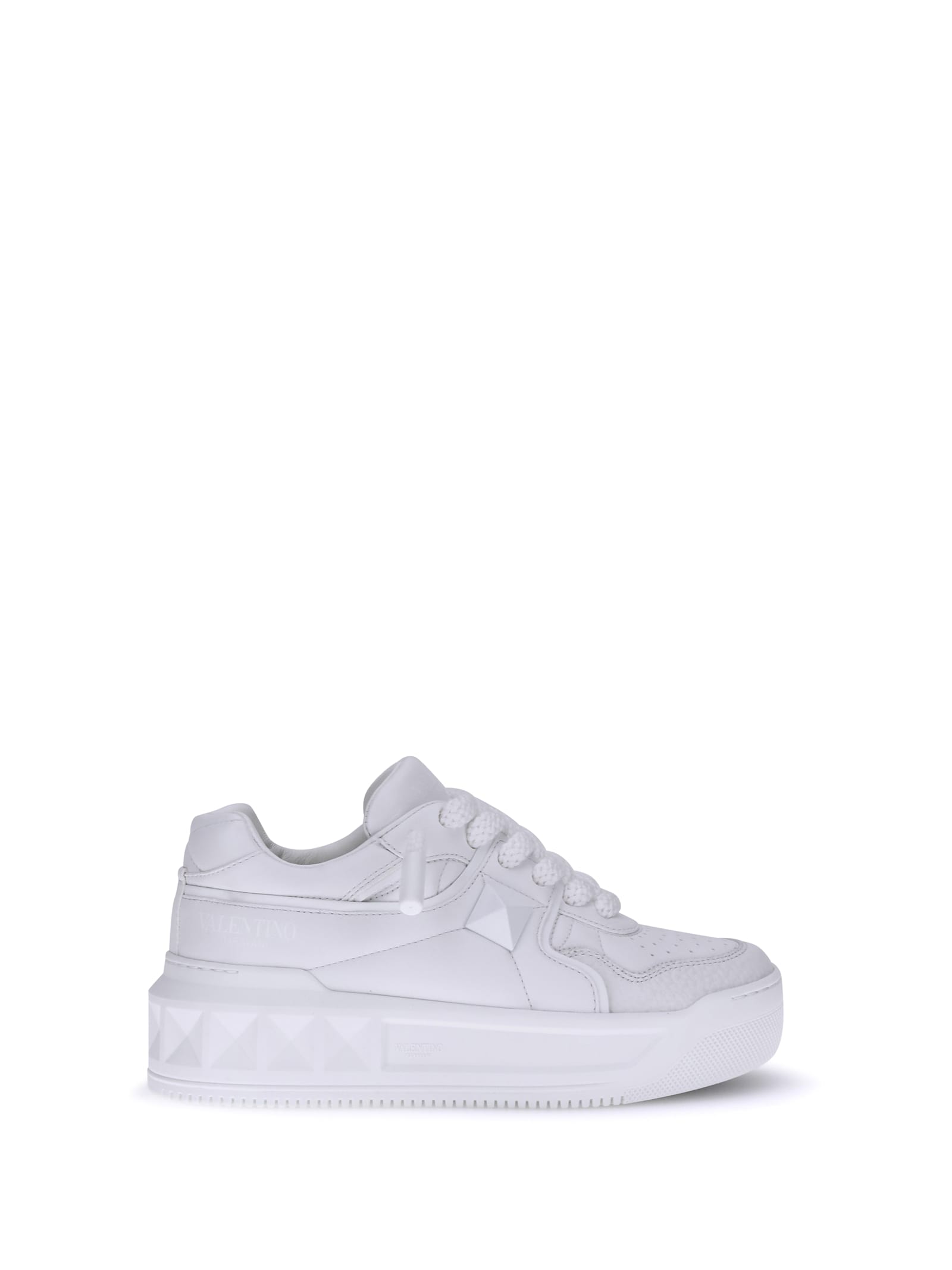 Valentino Xl Leather Sneakers Rubber Studs In White