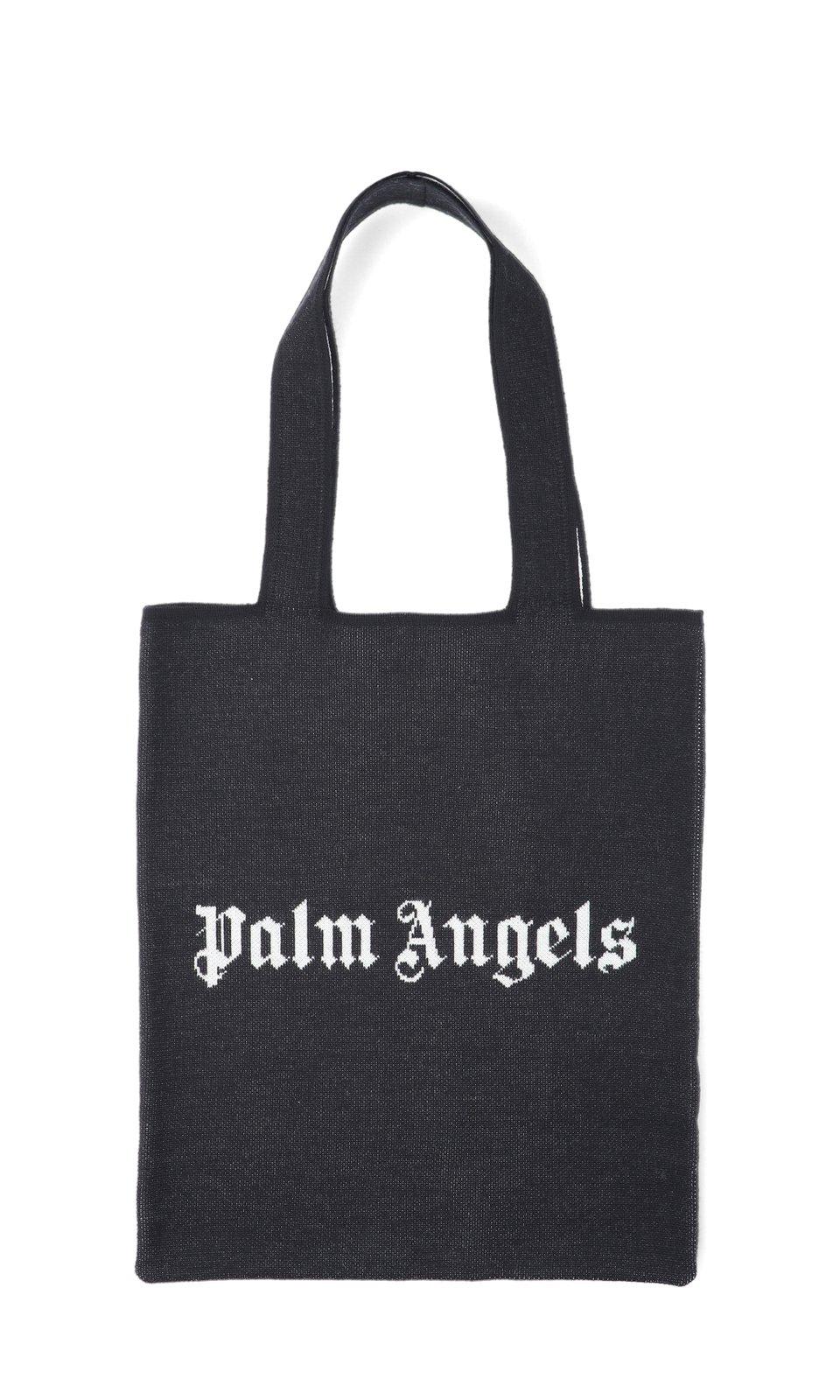 Shop Palm Angels Logo Printed Tote Bag In Black