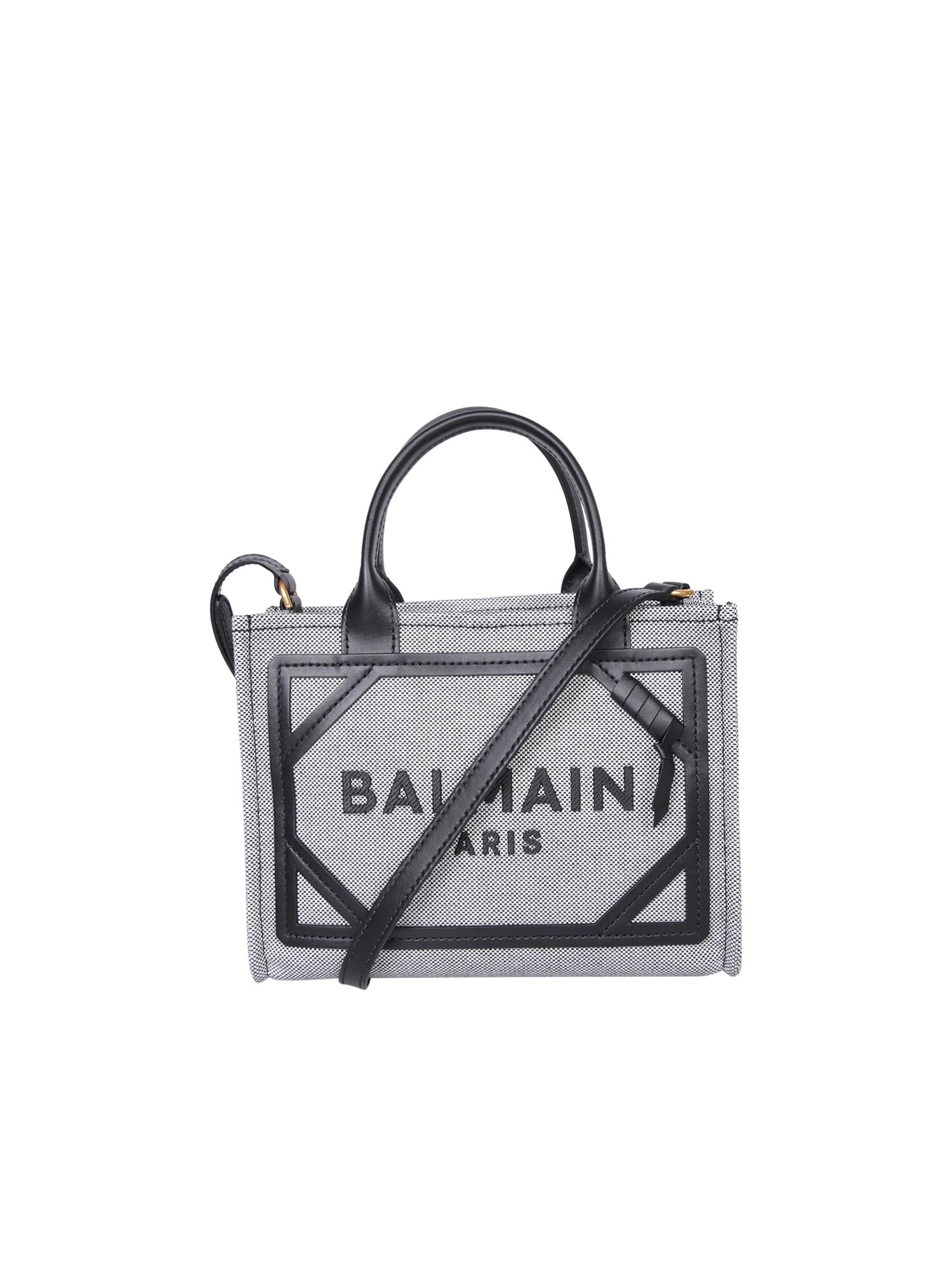 Shop Balmain Barmy Shop Small Canvas Bag In Black And White