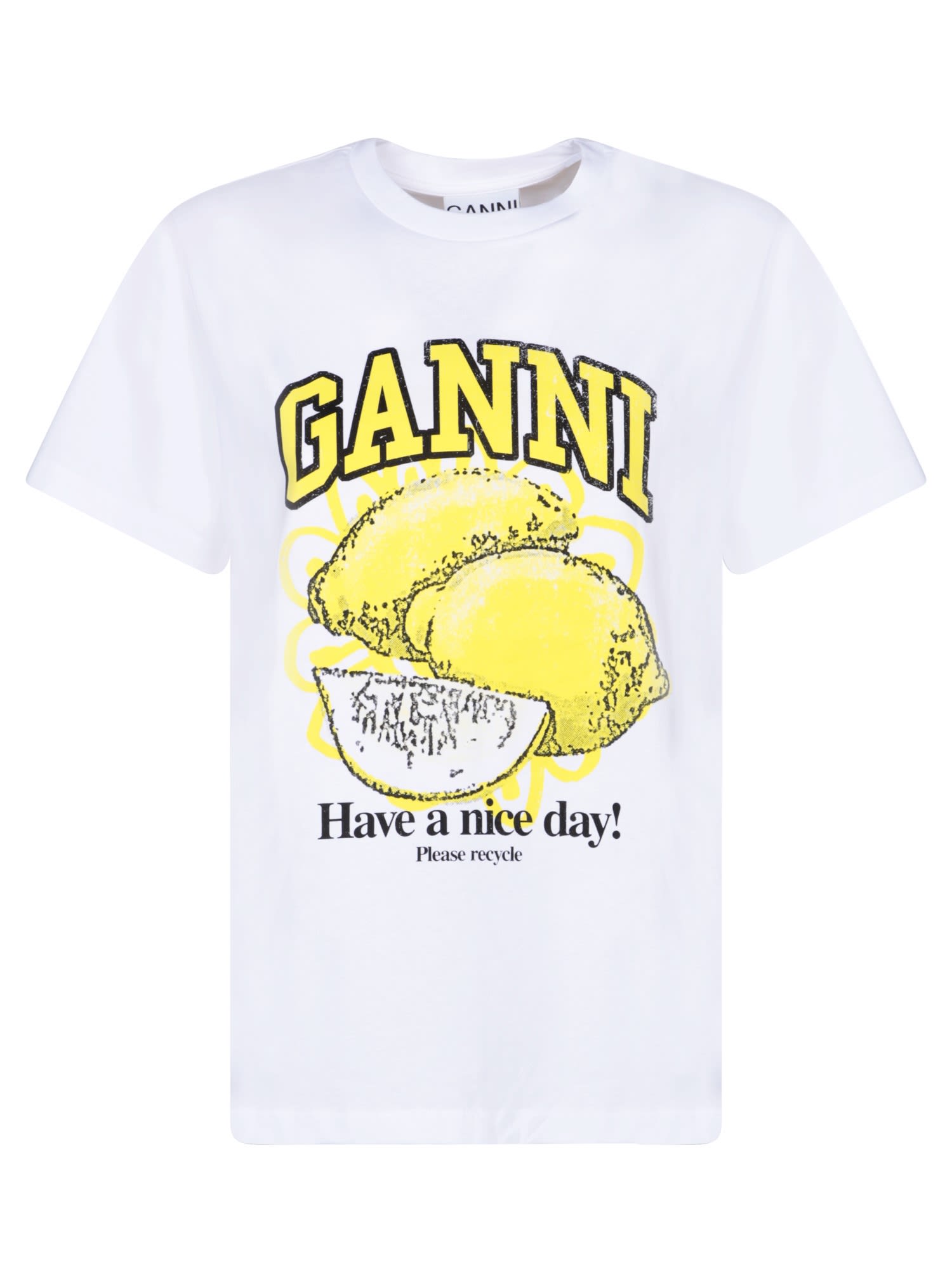 Ganni Print White T-shirt