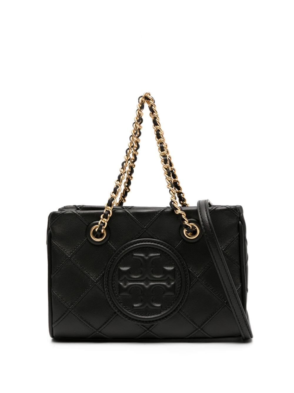 Shop Tory Burch Fleming Soft Mini Chain Tote In Black