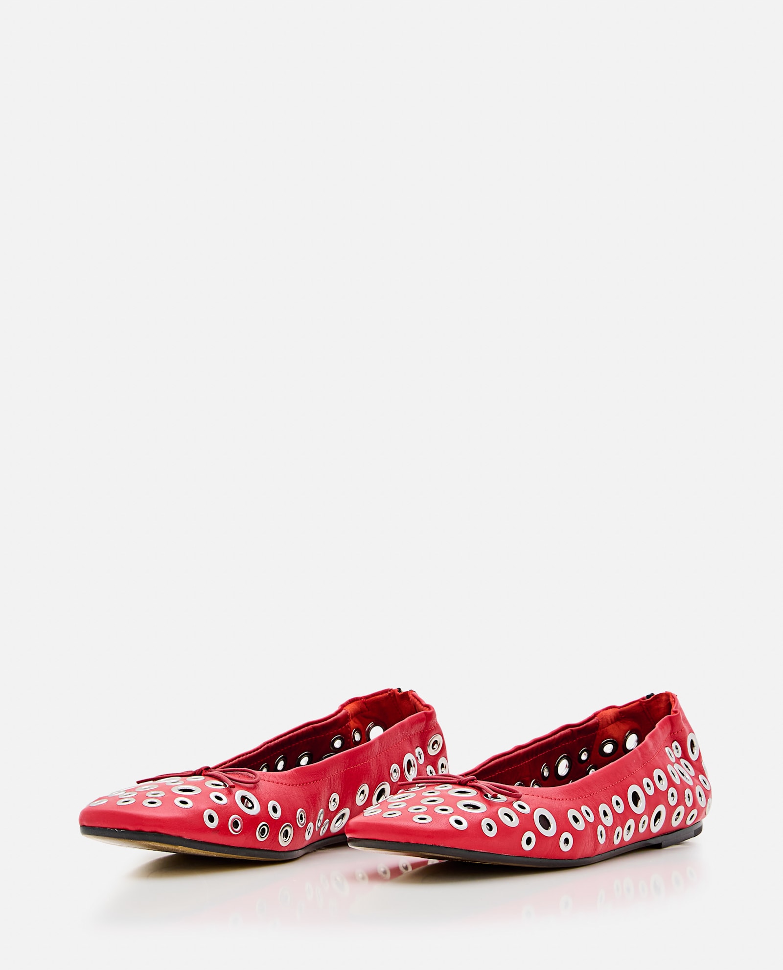 Golden Goose Amy Eyelet-embellished Nappa Ballerina Flats In Red