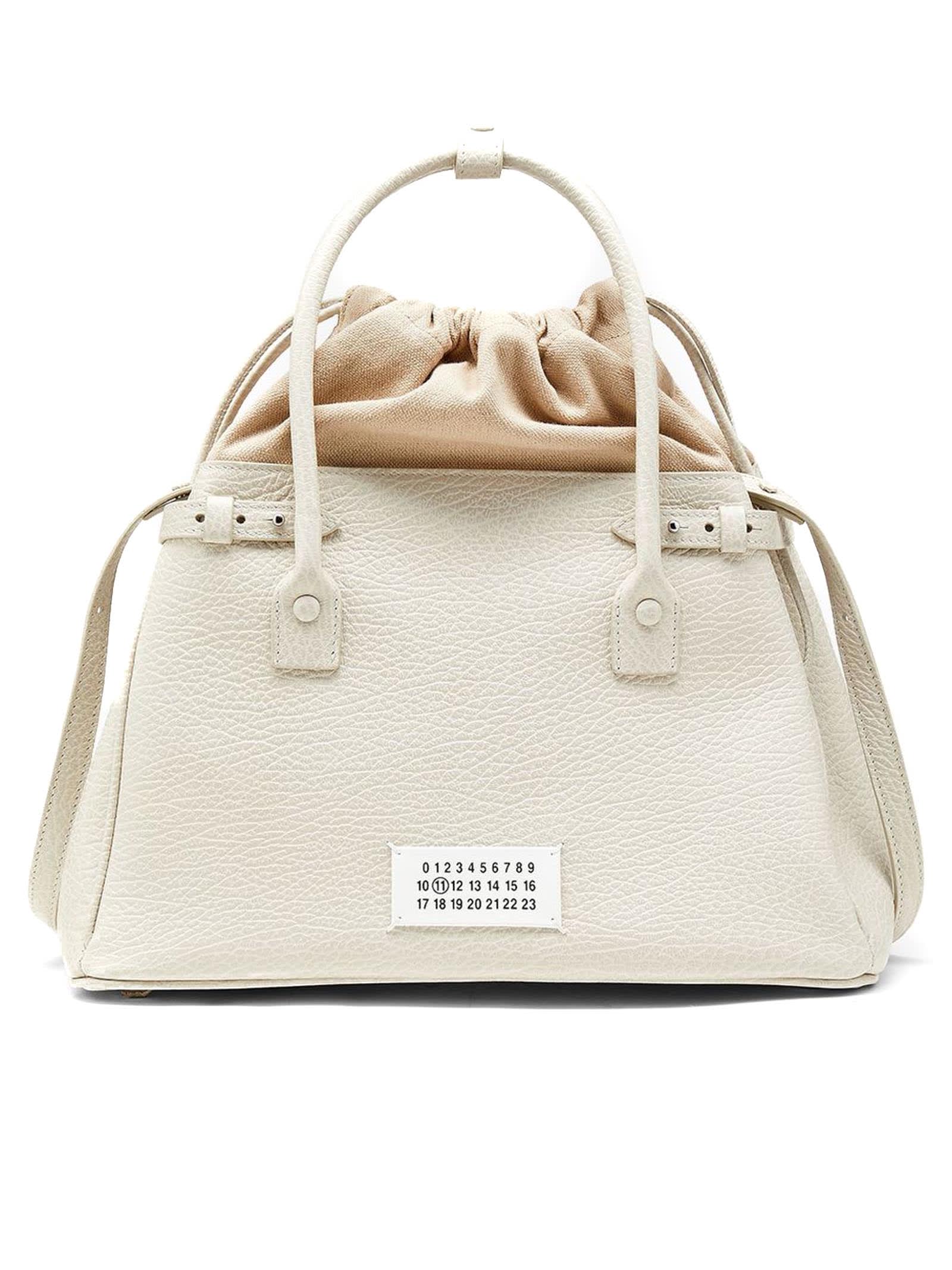Maison Margiela 5ac Small Bag In Off-white Grainy Leather