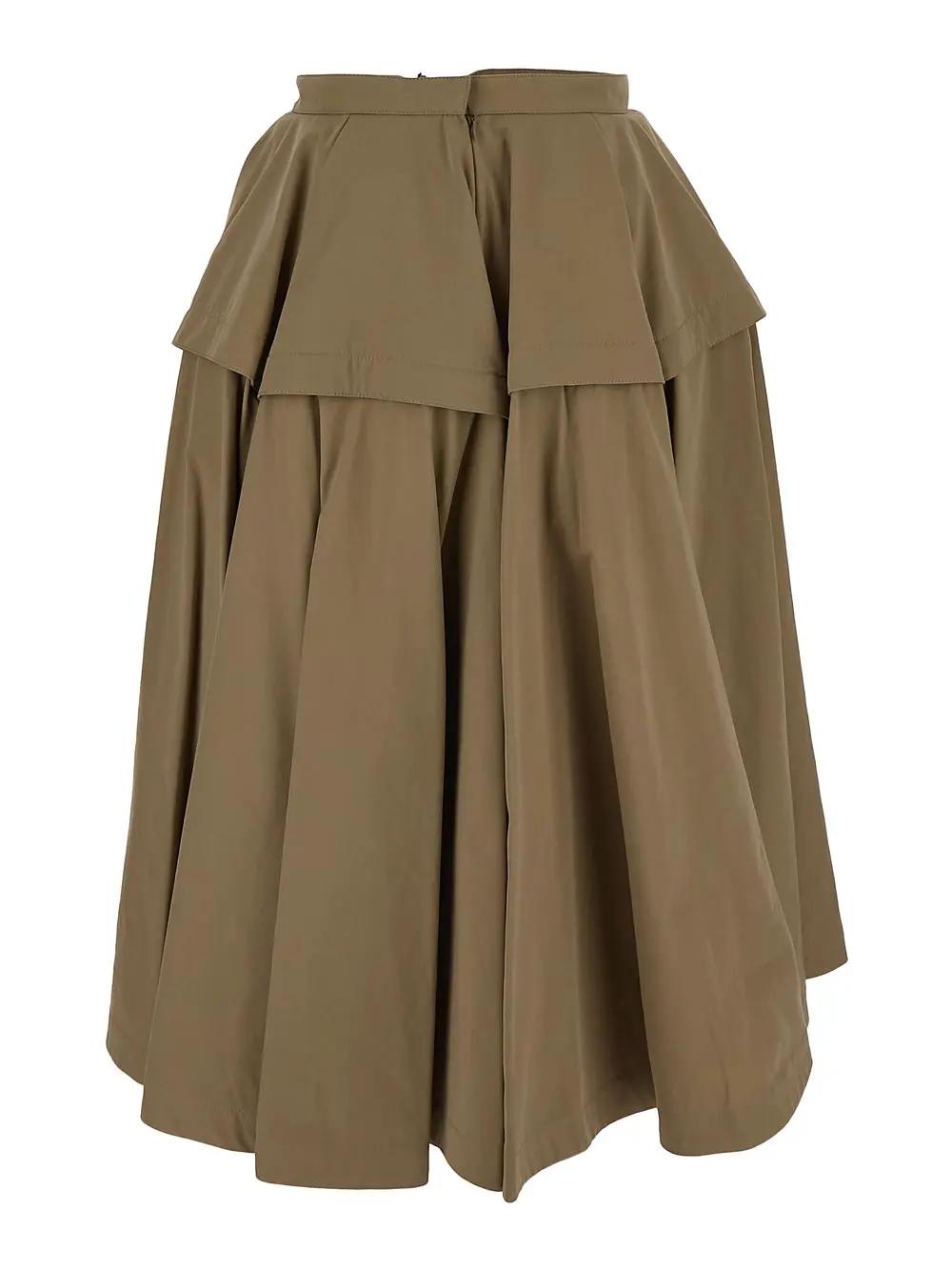 Shop Bottega Veneta Compact Cotton Skirt In Sabbia
