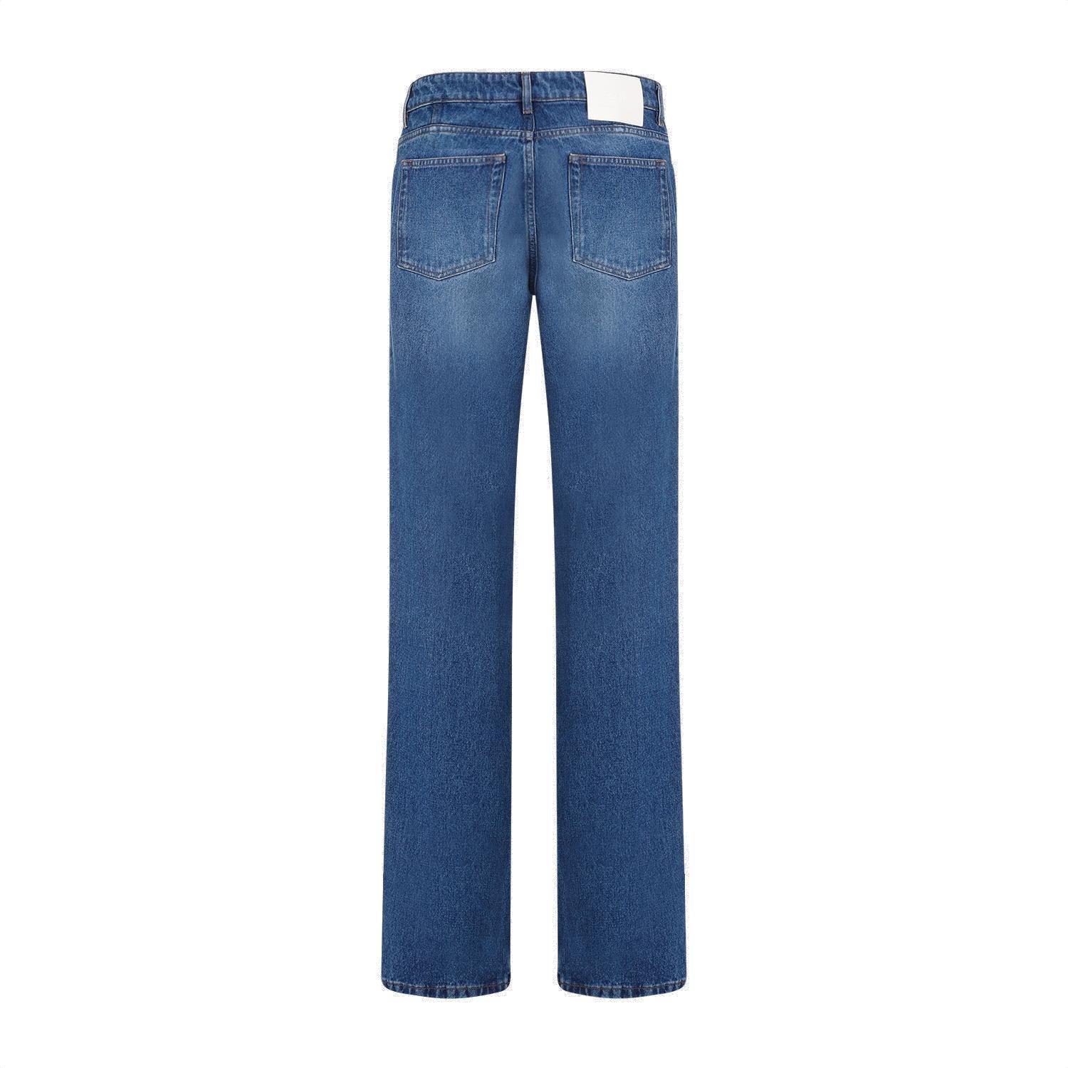 Shop Ami Alexandre Mattiussi Paris Logo Patch Classic Fit Jeans In Blue