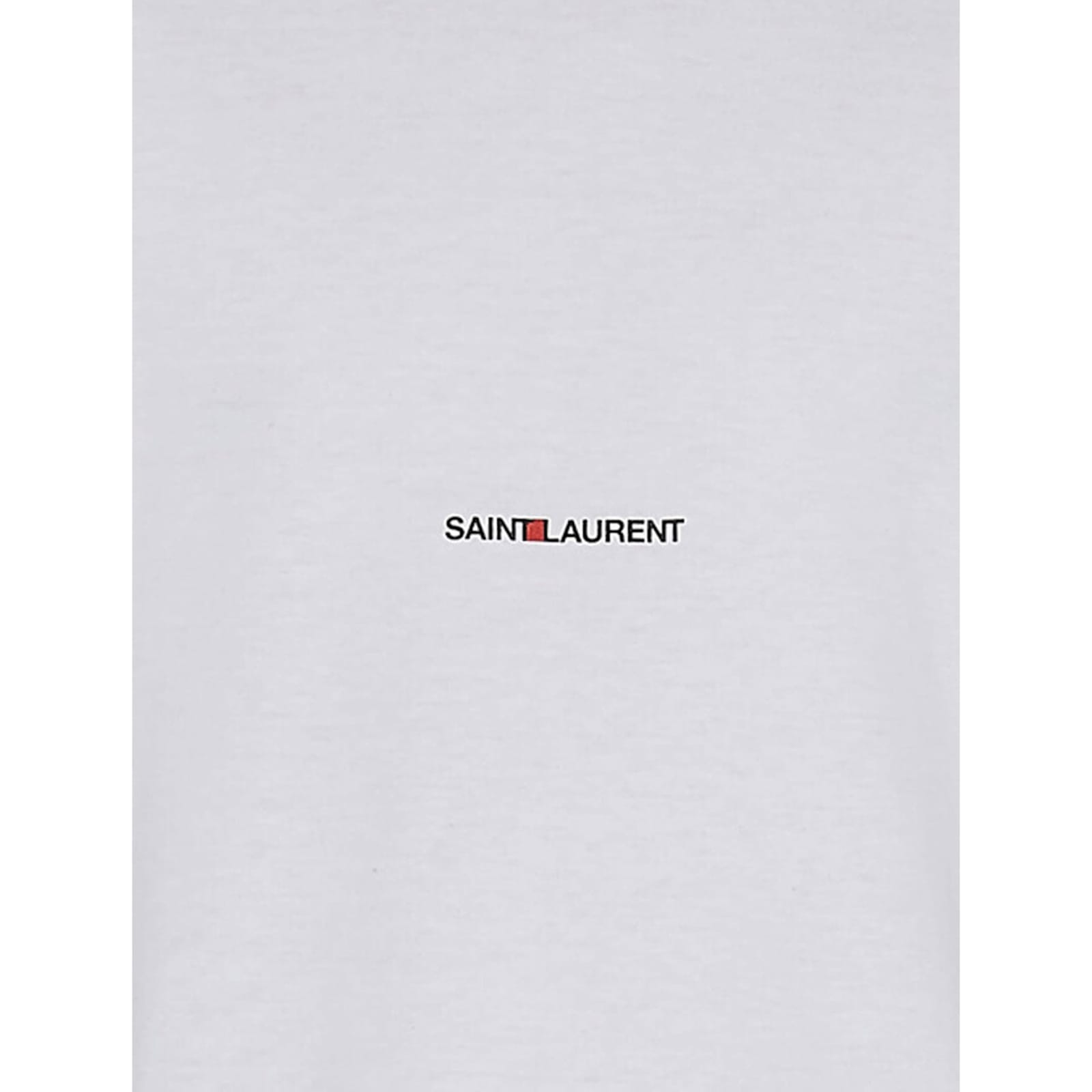 Shop Saint Laurent Cotton Logo T-shirt In White