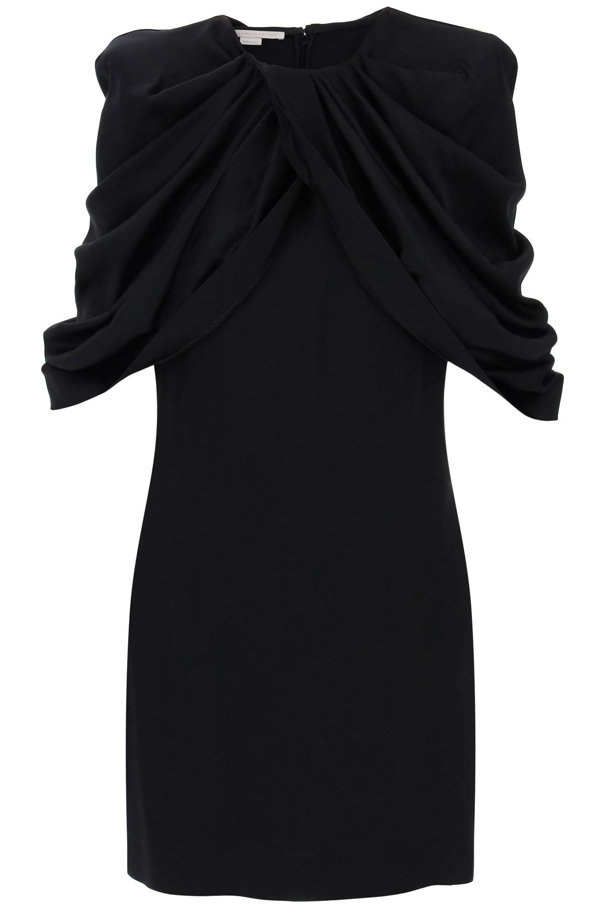 Shop Stella Mccartney Mini Dress With Petal Sleeves In Black (black)