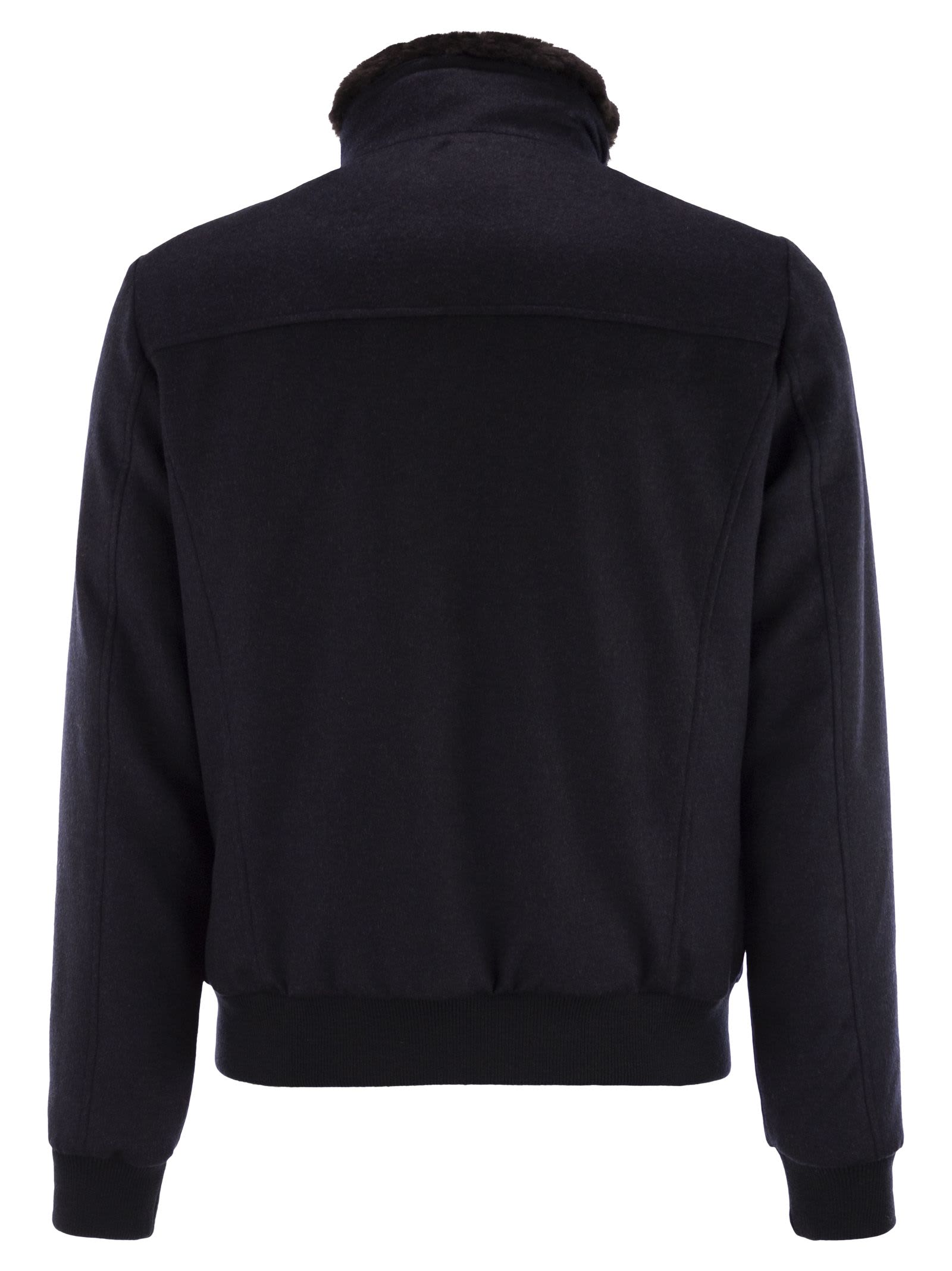 Moorer High Collar Coat With Ribbed Cuffs And Hem In Black