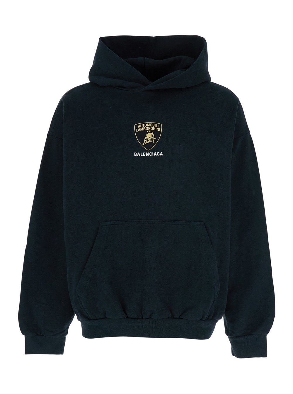 Black Hoodie With Fixed Hood And Logo Print On The Front In Cotton Man