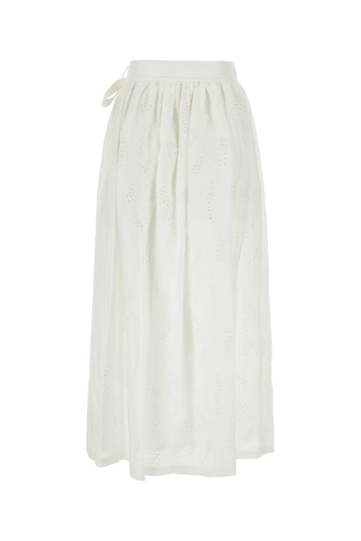 Shop Chloé White Linen Paloma Chloã© X Eres Skirt In Iconicmilk