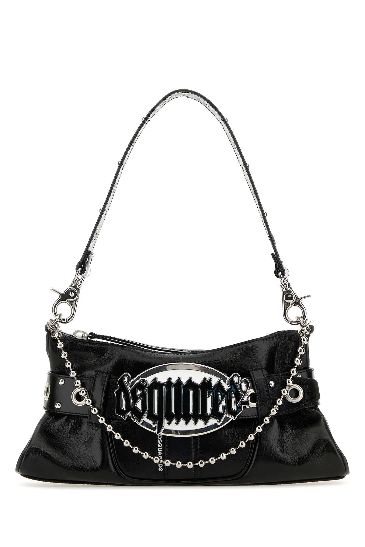 Shop Dsquared2 Black Leather Gothic Shoulder Bag