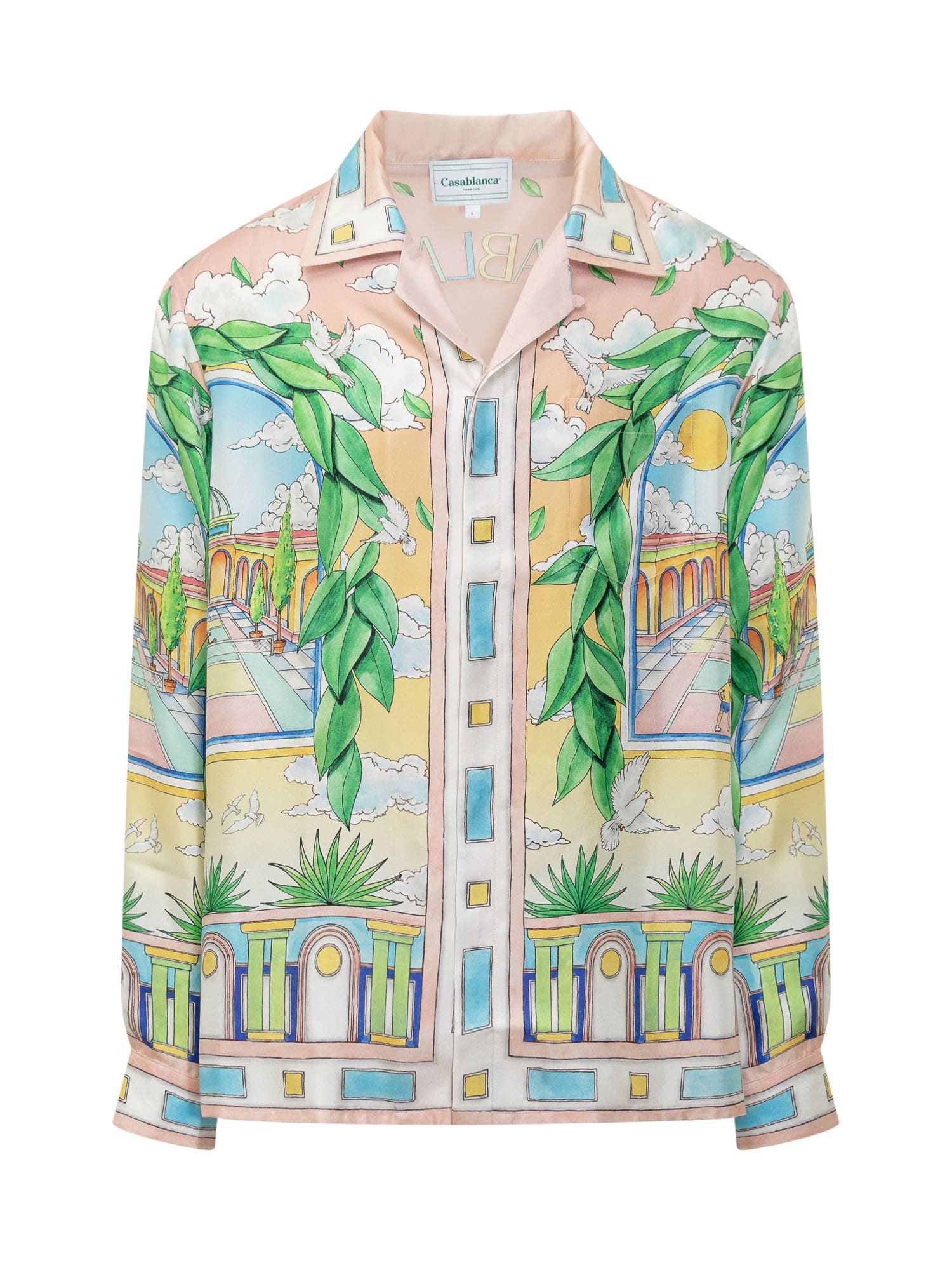 Shop Casablanca Cuban Collar Shirt In Paysage Ideal