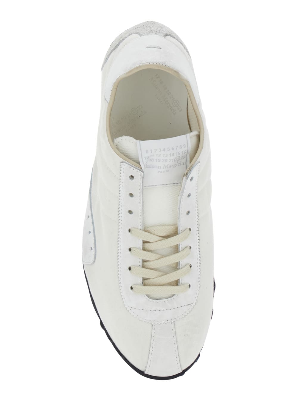 Maison Margiela White Low Top Sneakers With Logo Patch On The Tongue And Contrasting Heel In White