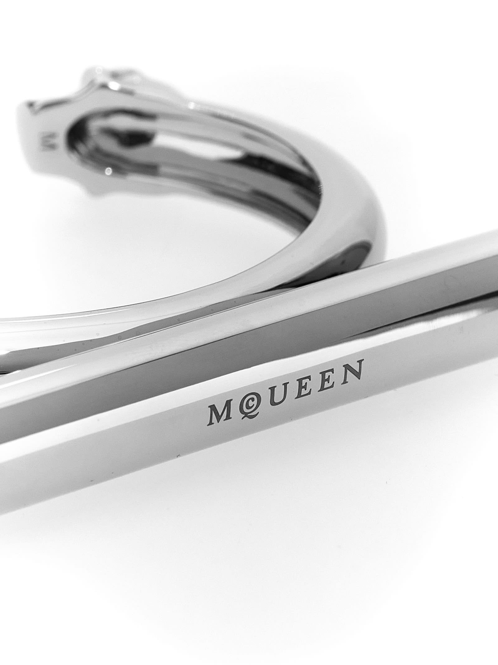 Alexander Mcqueen Cross-bar Bracelet In Silver