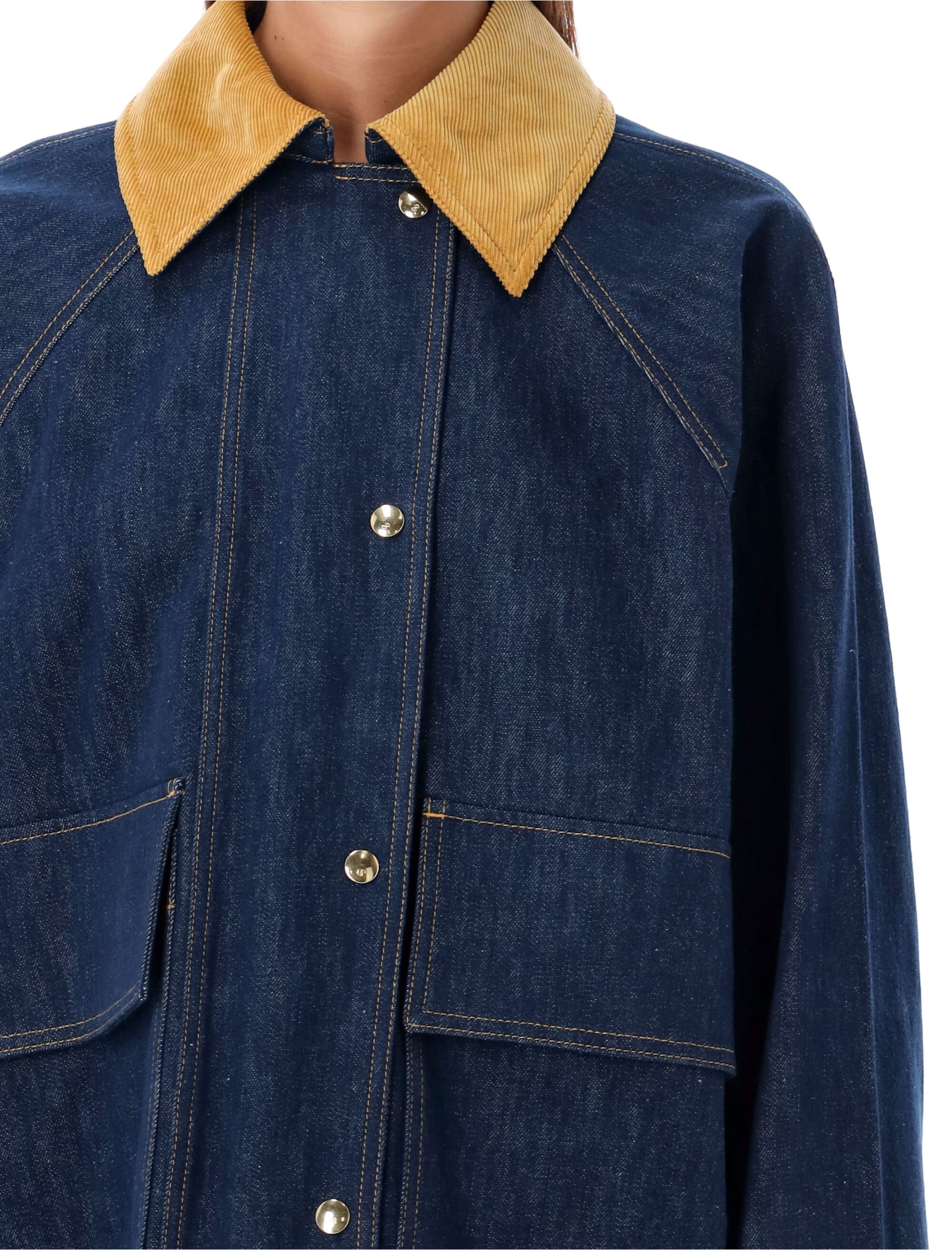 Shop Patou Workwear Denim Jacket In Blue