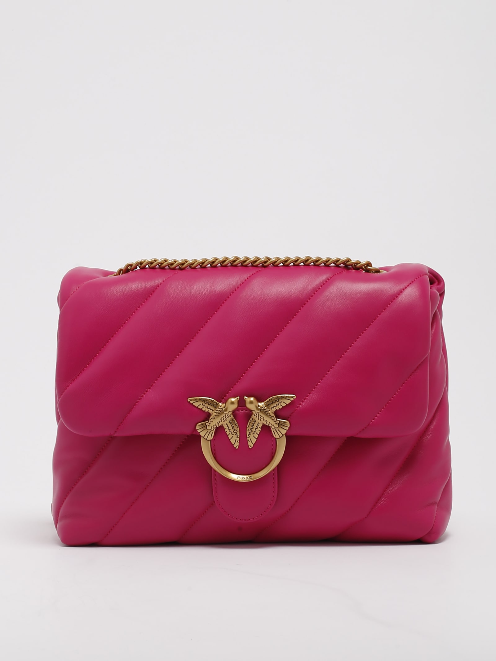 Shop Pinko Love Puff Big Shoulder Bag In Rosa Chiaro