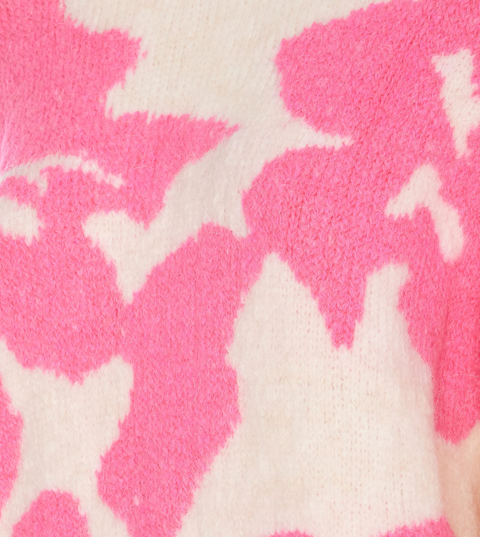 Shop Essentiel Antwerp Ecru And Neon Pink Floral Intarsia-knitted Sweater