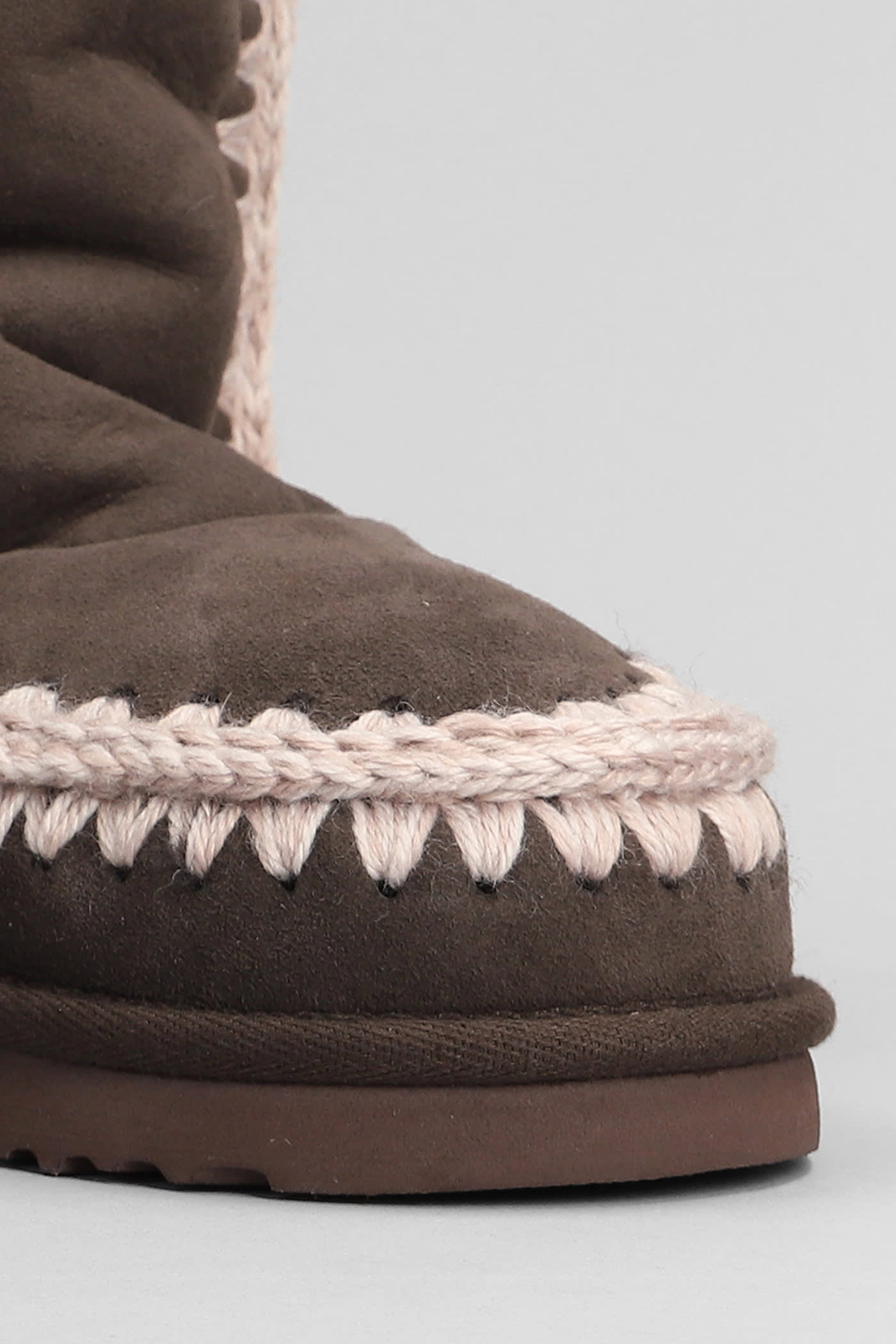 MOU ESKIMO 24 LOW HEELS ANKLE BOOTS IN BROWN SUEDE 