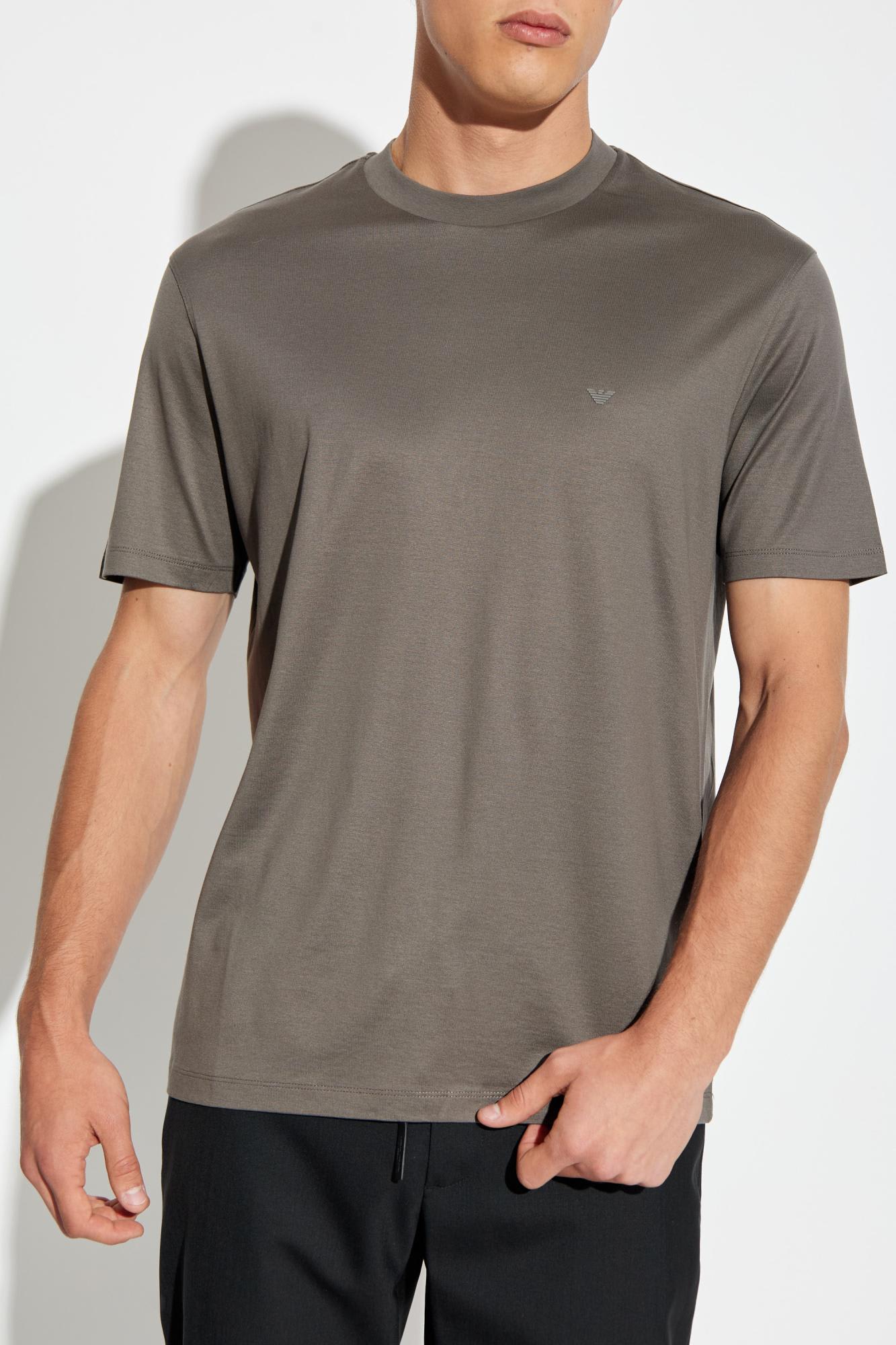 Emporio Armani Eagle-logo Crew-neck T-shirt In Gray