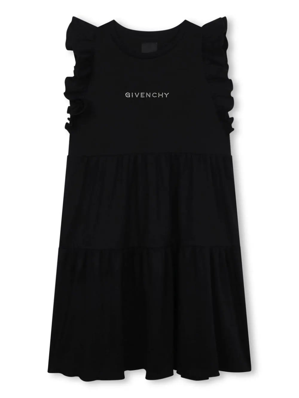 Shop Givenchy Black Sleeveless Dress With Rhinestone Logo
