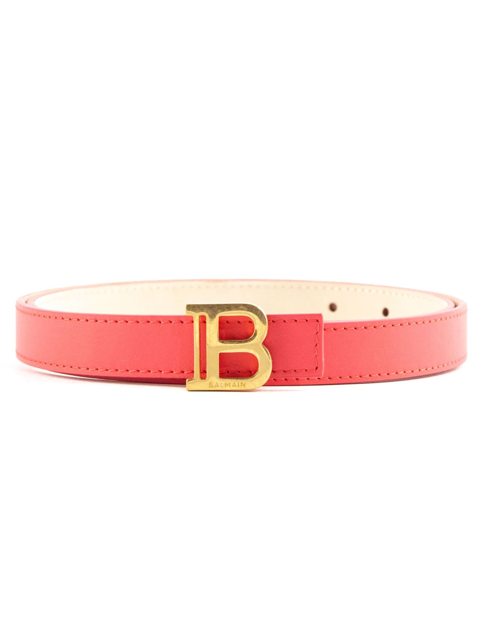 Balmain Smooth Pink Calfskin B-belt Belt