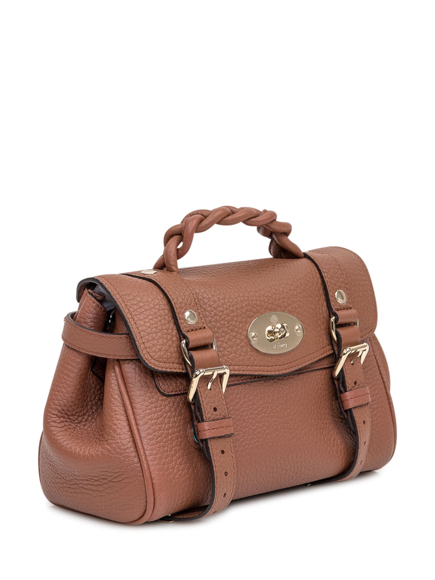 Shop Mulberry Mini Bag Alexa Heavy Grain In Chestnut