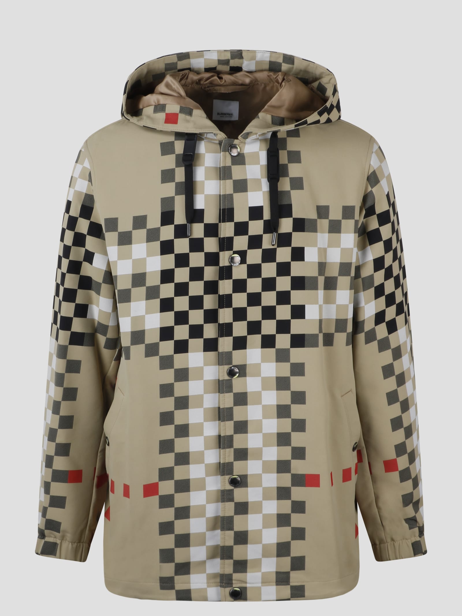 Burberry Pixel Check Kapuzenjacke In Beige