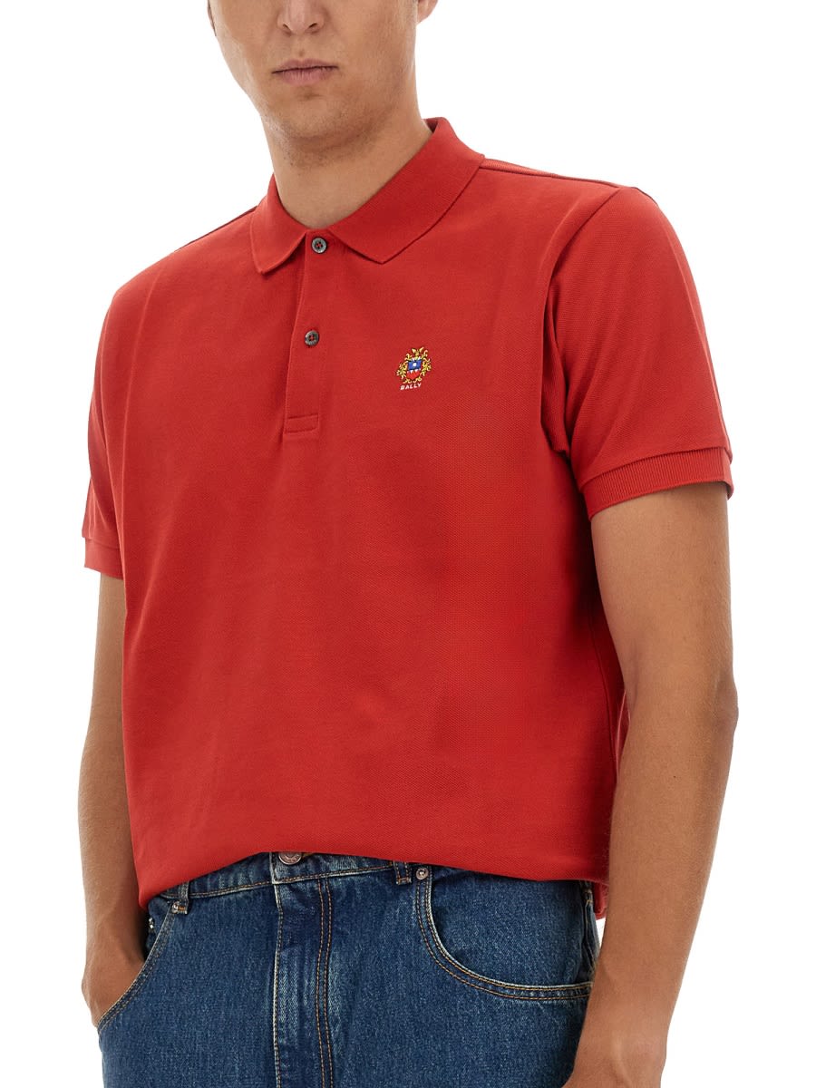 Shop Bally Polo With Logo In Red