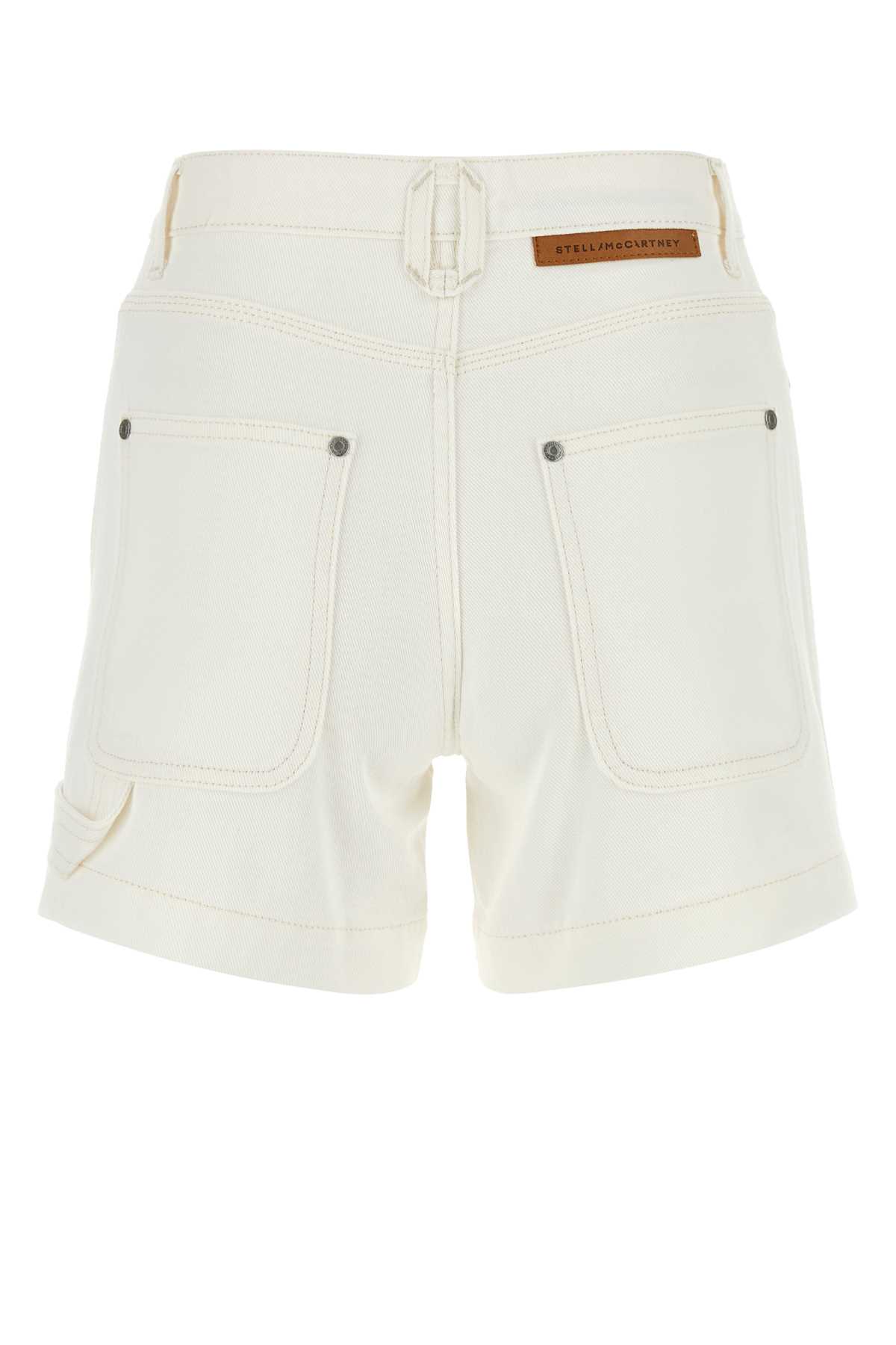 Stella Mccartney Two-tone Denim Shorts In White\ecruwash
