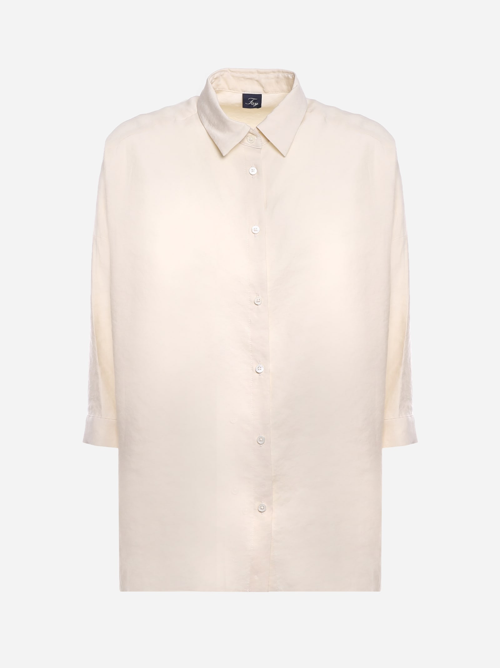 Fay Oversize Shirt In Crinkled Fabric With Asymmetrical Bottom