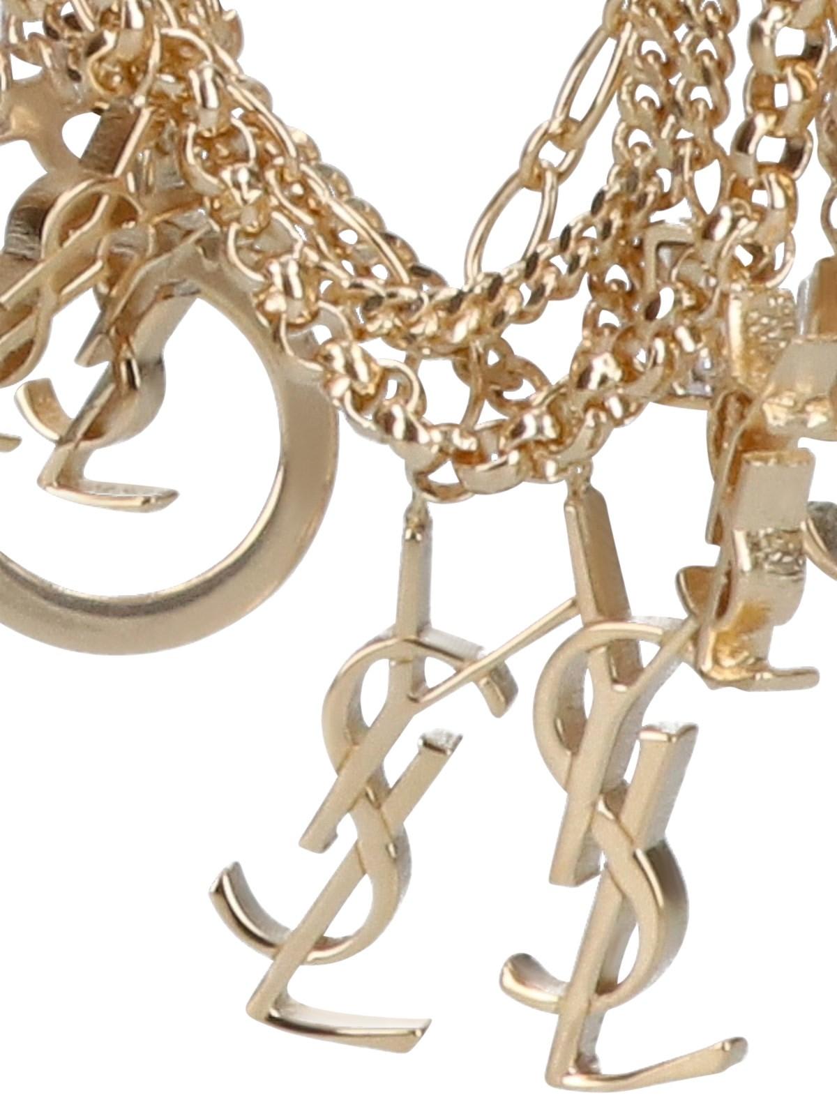Shop Saint Laurent Multi Cassandre Bracelet In Golden