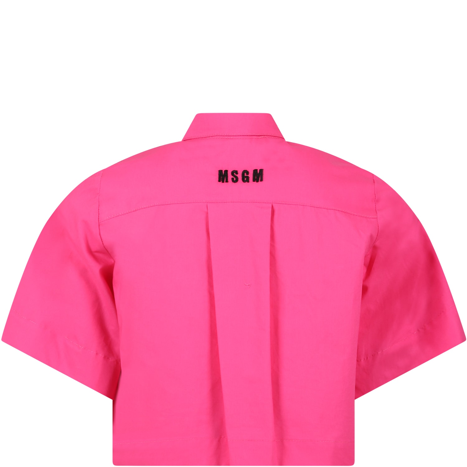 Shop Msgm Fuchsia Shirt For Girl With Black Logo