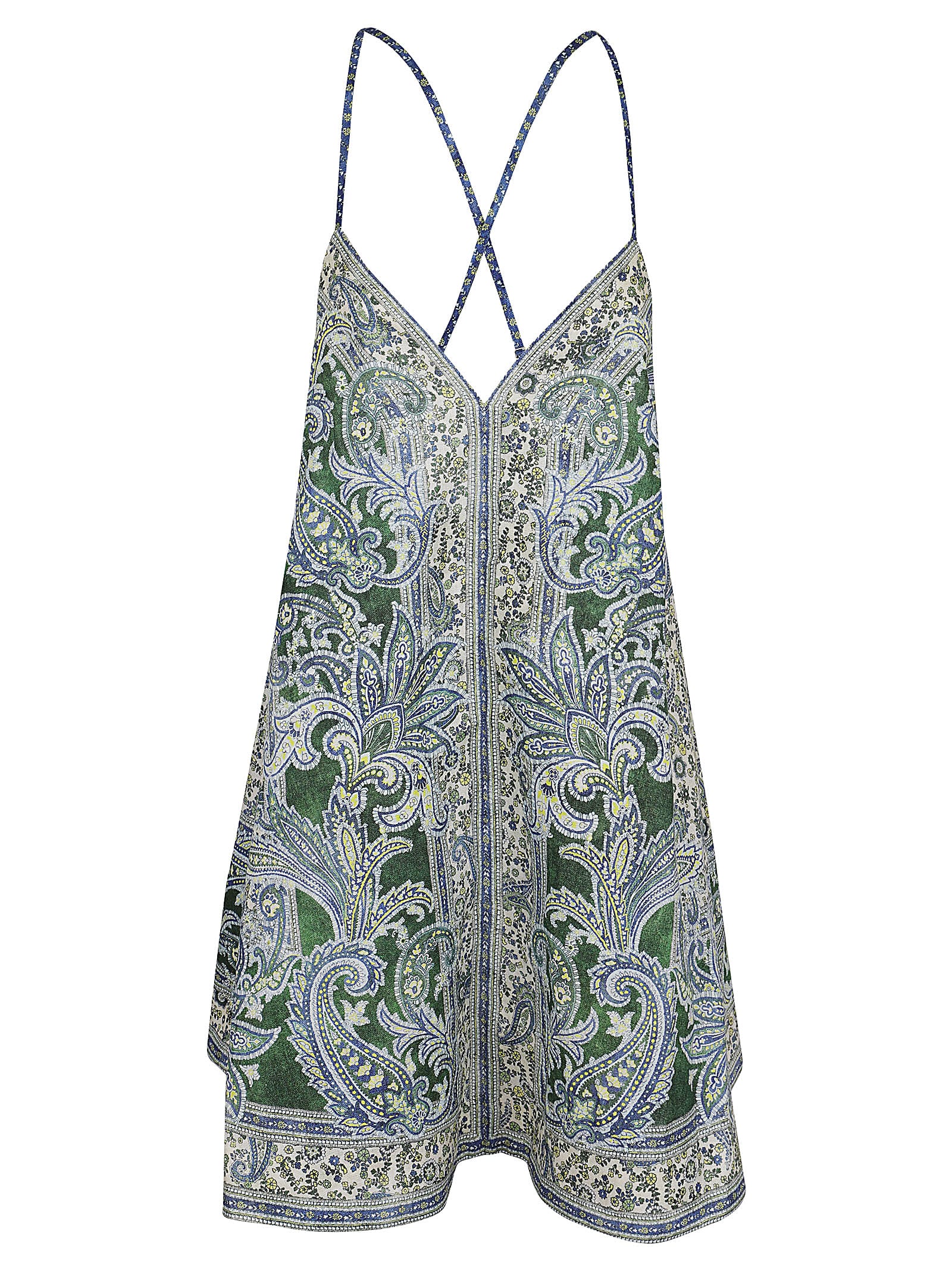 Shop Zimmermann Ottie Swing Mini Dress In Grpa Green Paisley