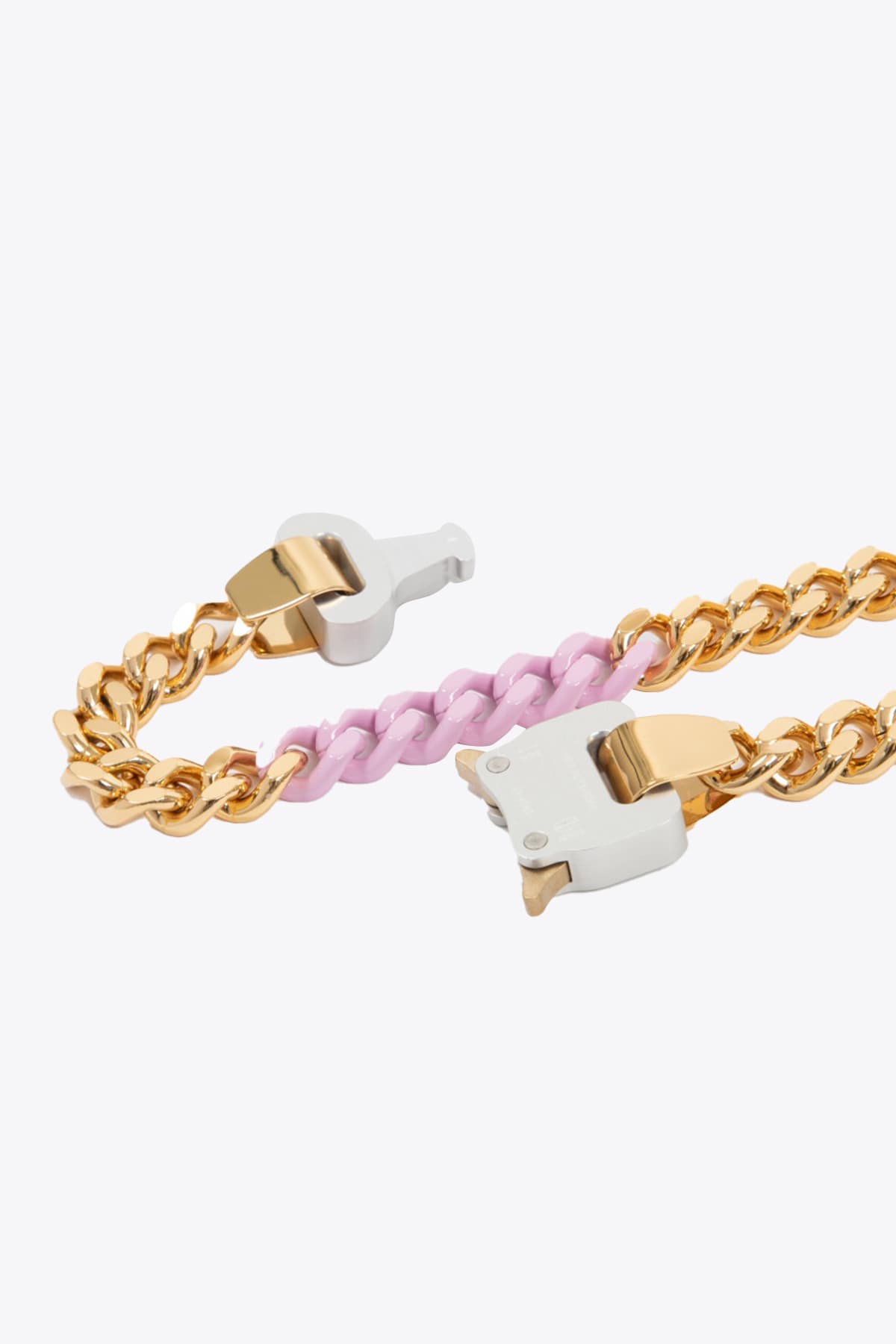 Shop Alyx 1017  9sm Colored Links Buckle Necklace Gold Metal Chain Necklace With Pink Detail In Oro/rosa