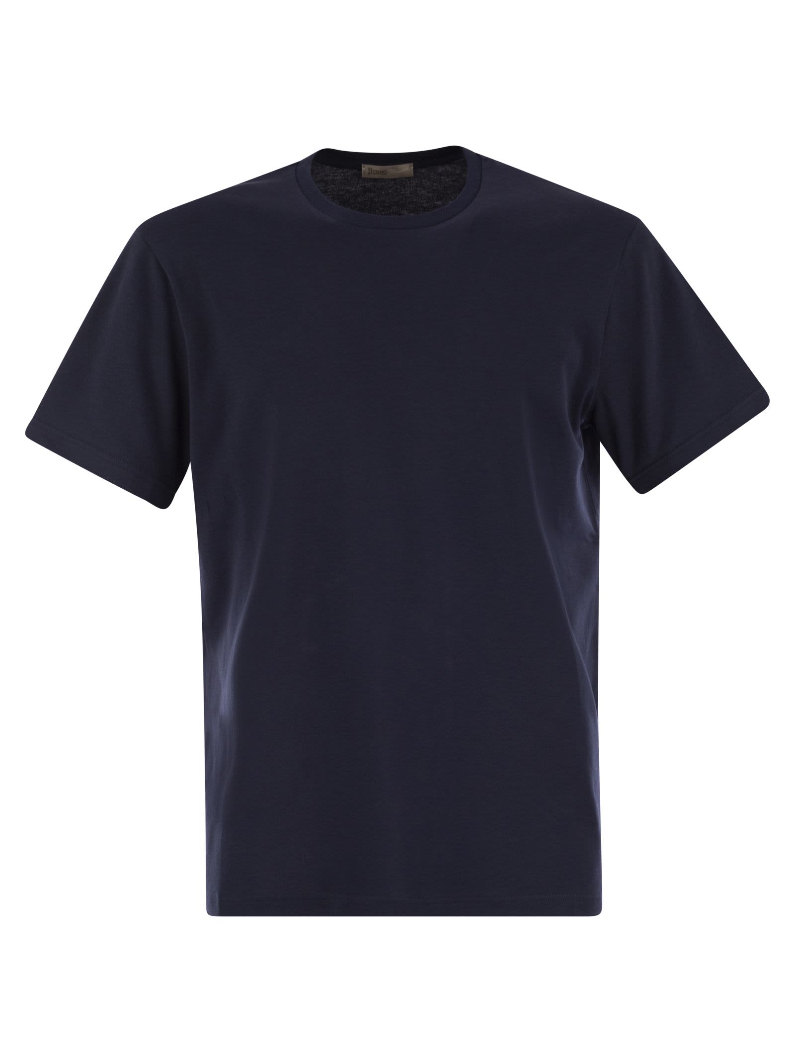 Herno Men Resort T-shirt In Cotton And Light Stretch Nylon In Blue