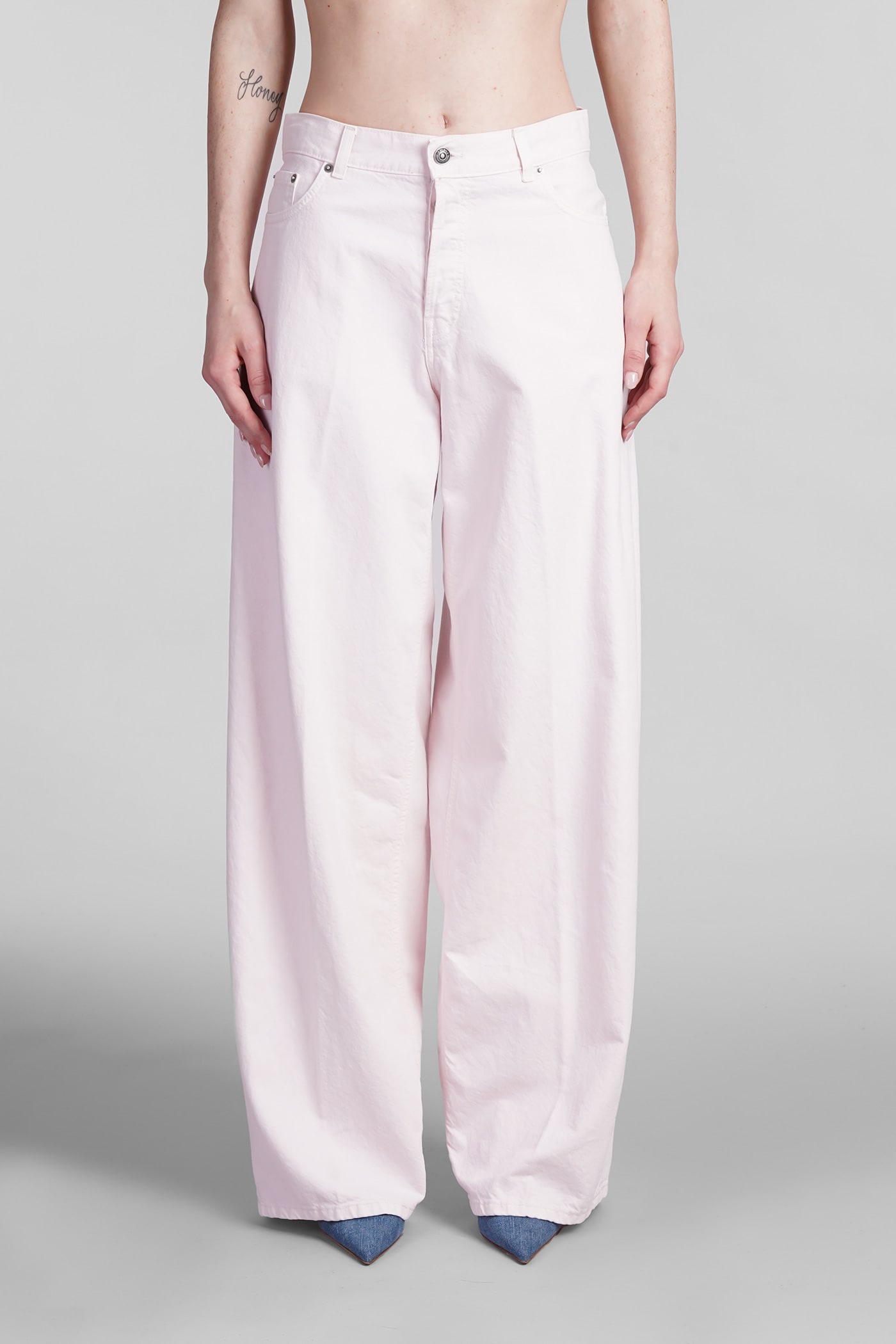 Bethany Jeans In Rose-pink Cotton