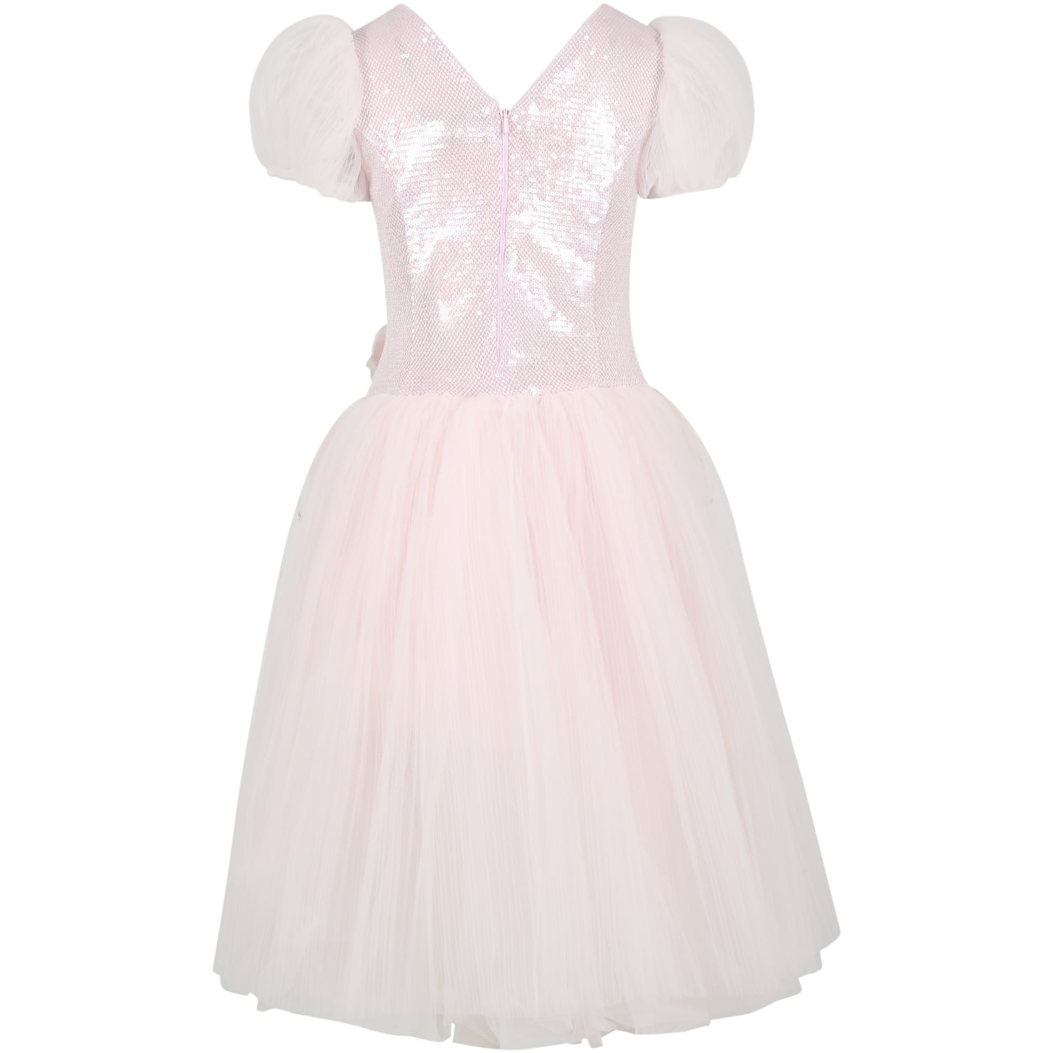 Shop Monnalisa Pink Dress For Girl With Flowers