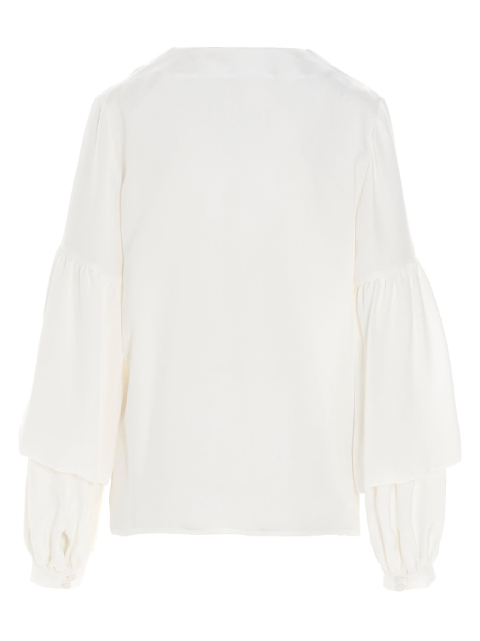 Di.la3 Pari' Puff-sleeve Silk Shirt In White