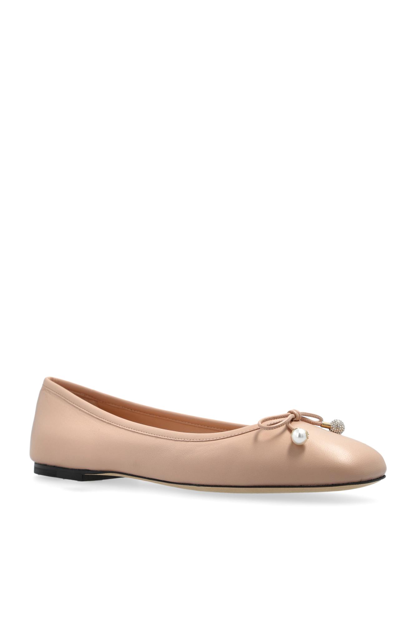 Jimmy Choo Elme Nappa Leather Ballet Flats In Powder